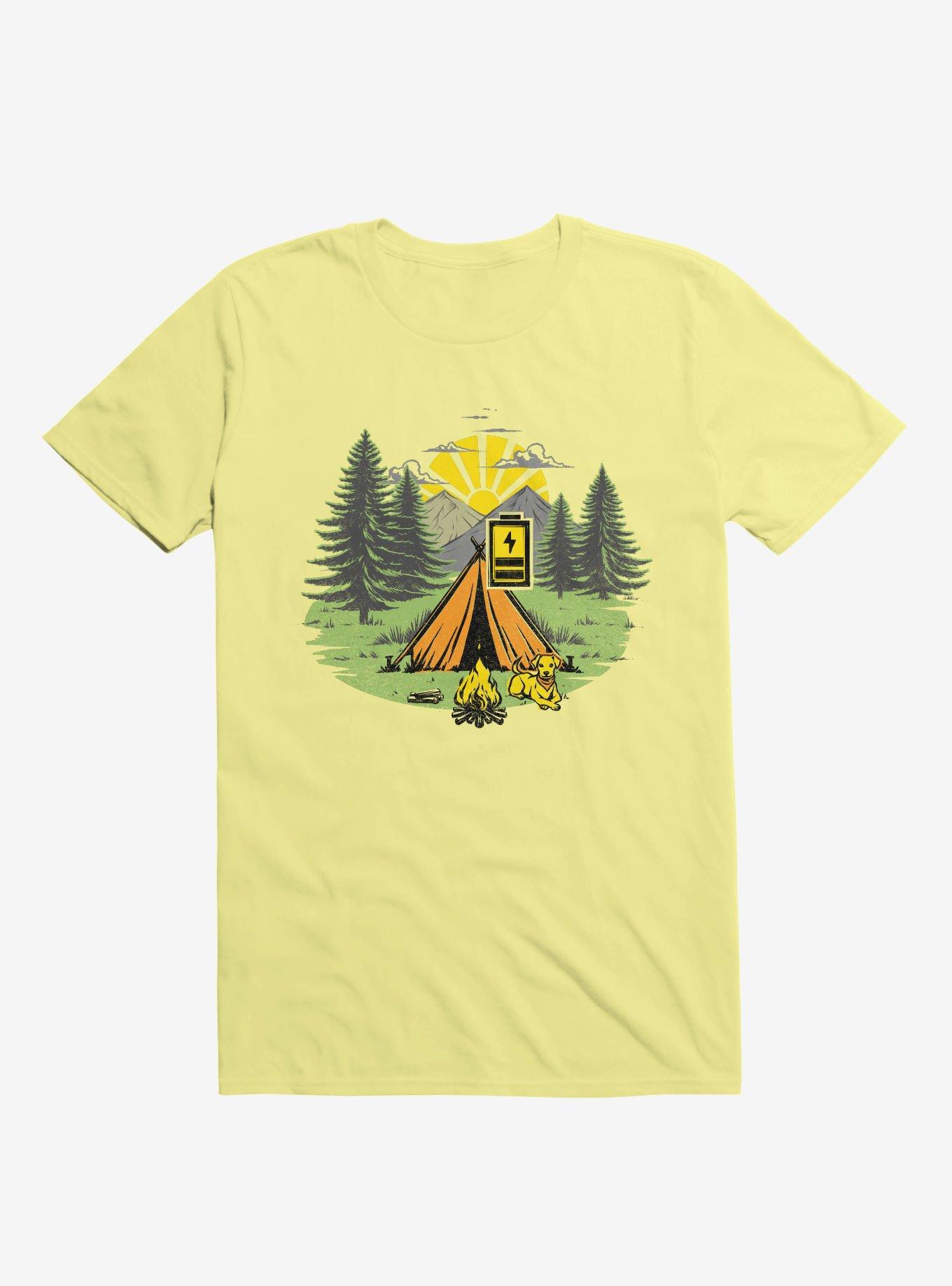 Recharging Offline Camping Dog Corn Silk Yellow T-Shirt, CORN SILK, hi-res