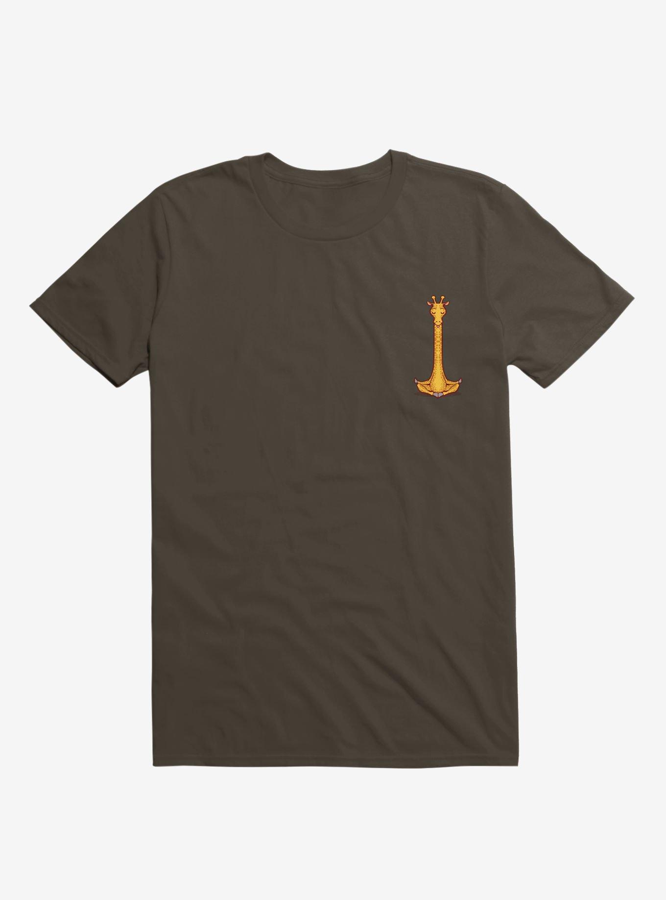 Giraffe Animals Meditation Zen Buddhism T-Shirt, BROWN, hi-res