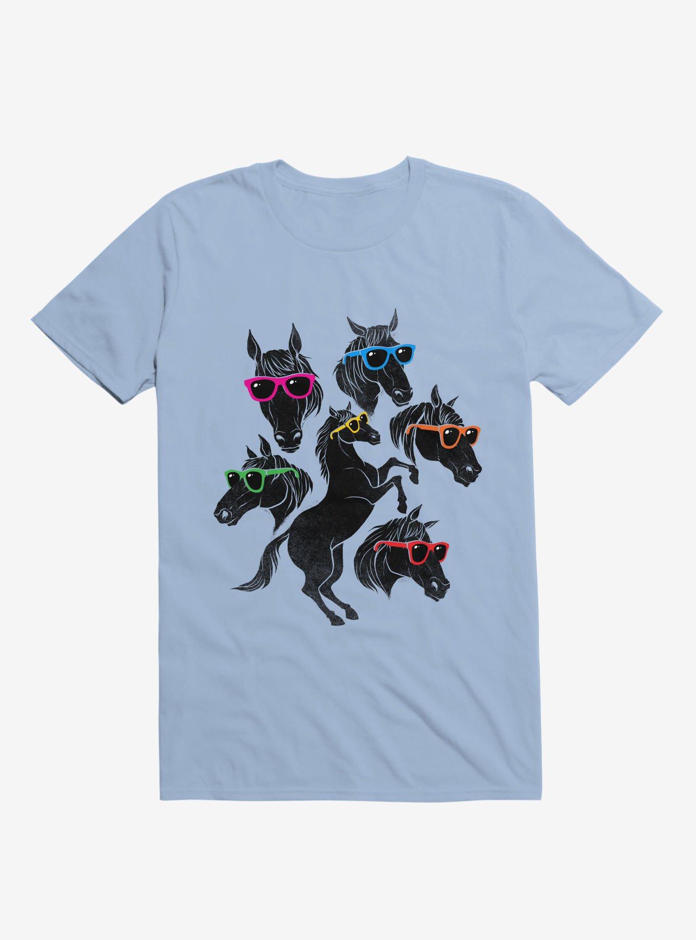 Horse Outlines T-Shirt, LIGHT BLUE, hi-res