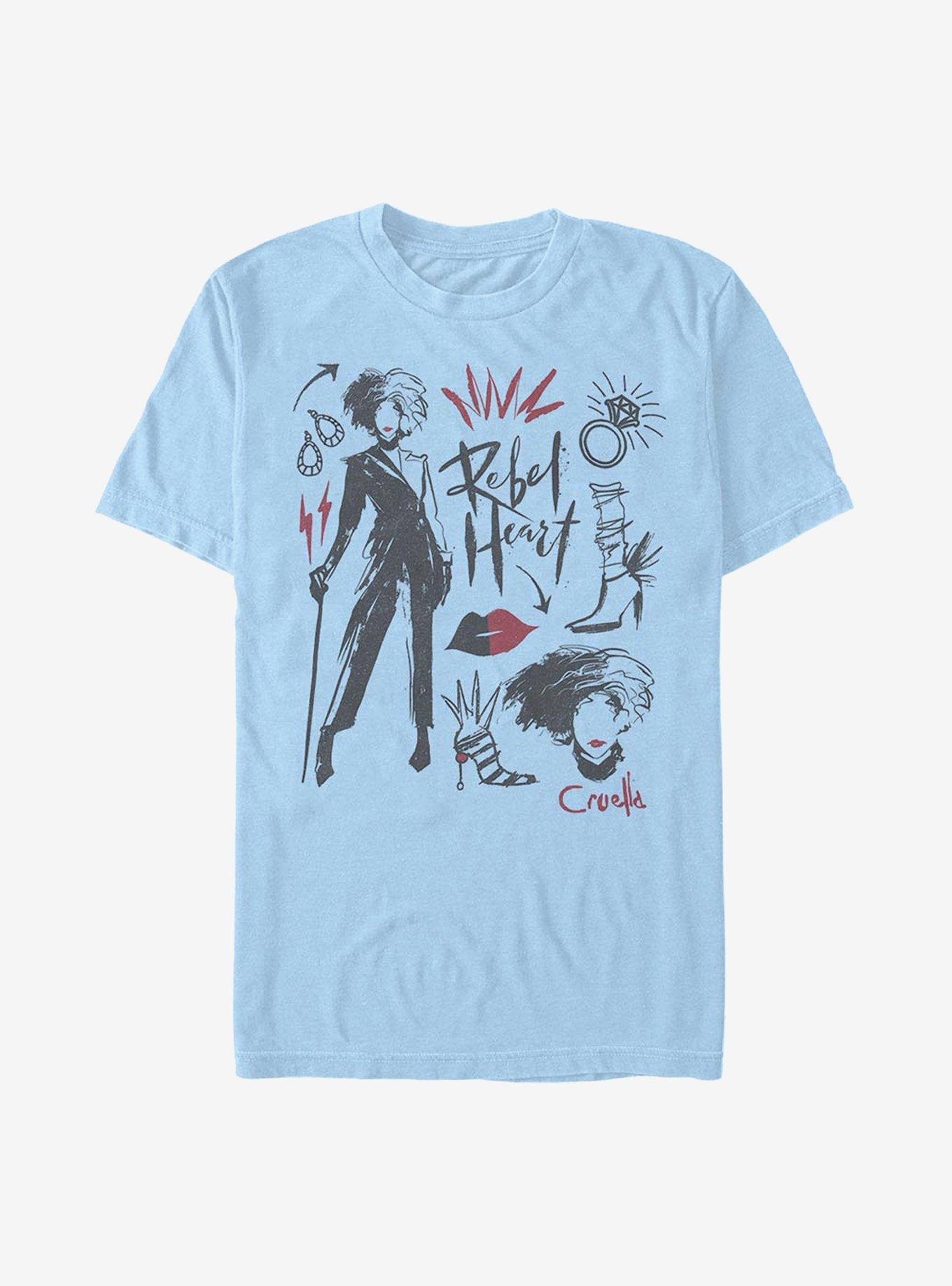 Disney Cruella Fashion Sketch T-Shirt, LT BLUE, hi-res