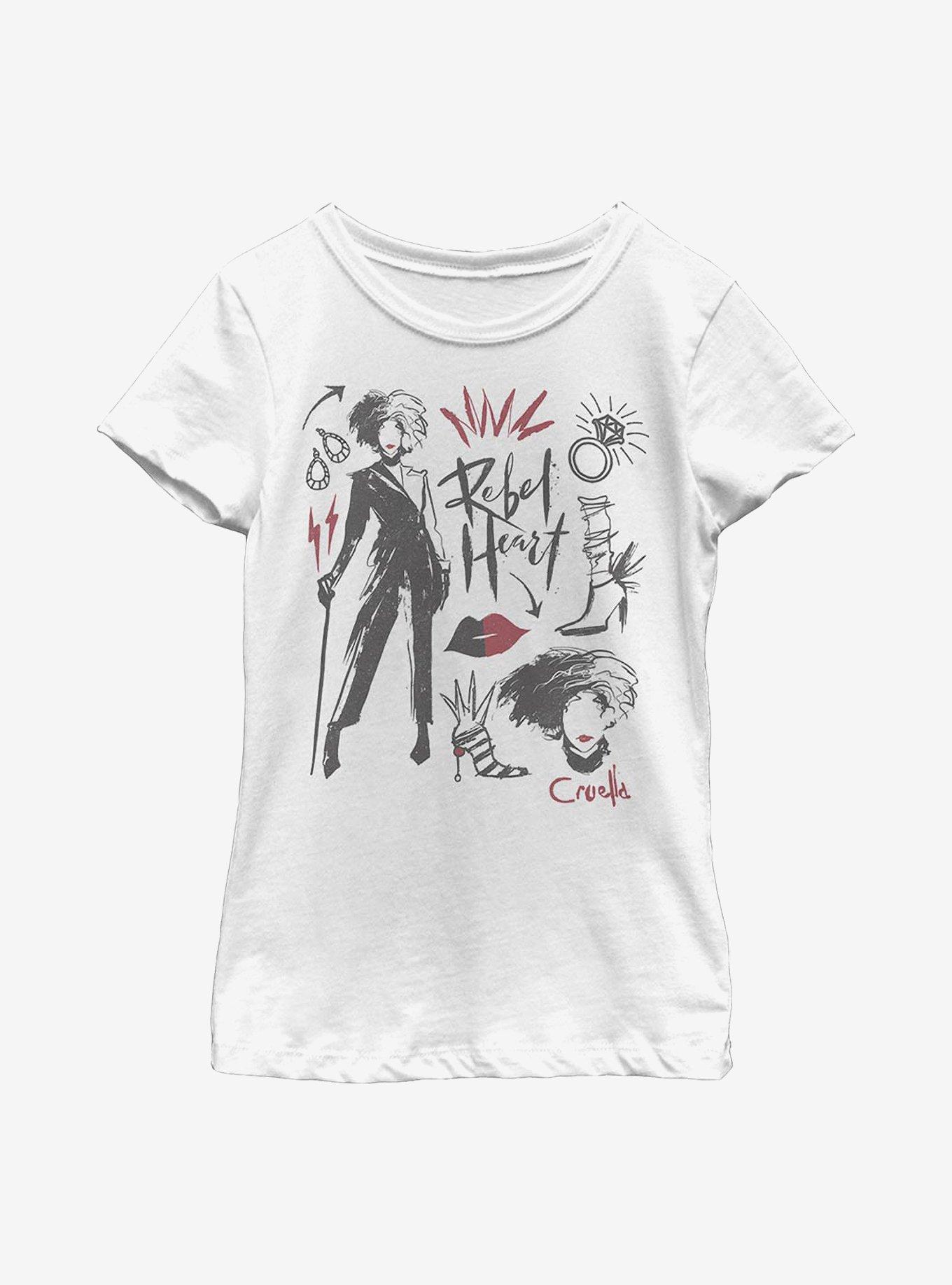 Disney Cruella Fashion Sketch Youth Girls T-Shirt, , hi-res