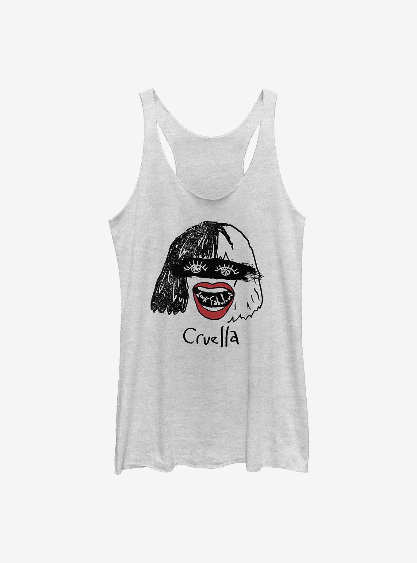 Disney Cruella Look Fabulous Drawing Womens Tank Top, WHITE HTR, hi-res