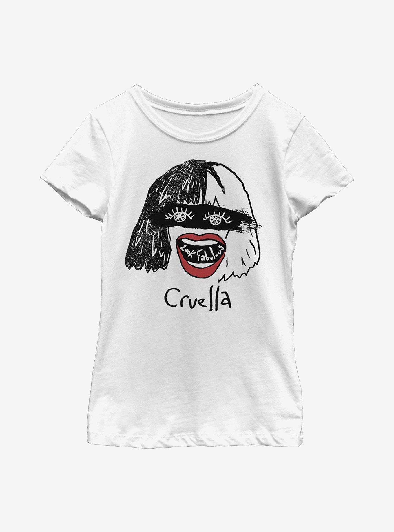 Disney Cruella Look Fabulous Drawing Youth Girls T-Shirt, , hi-res
