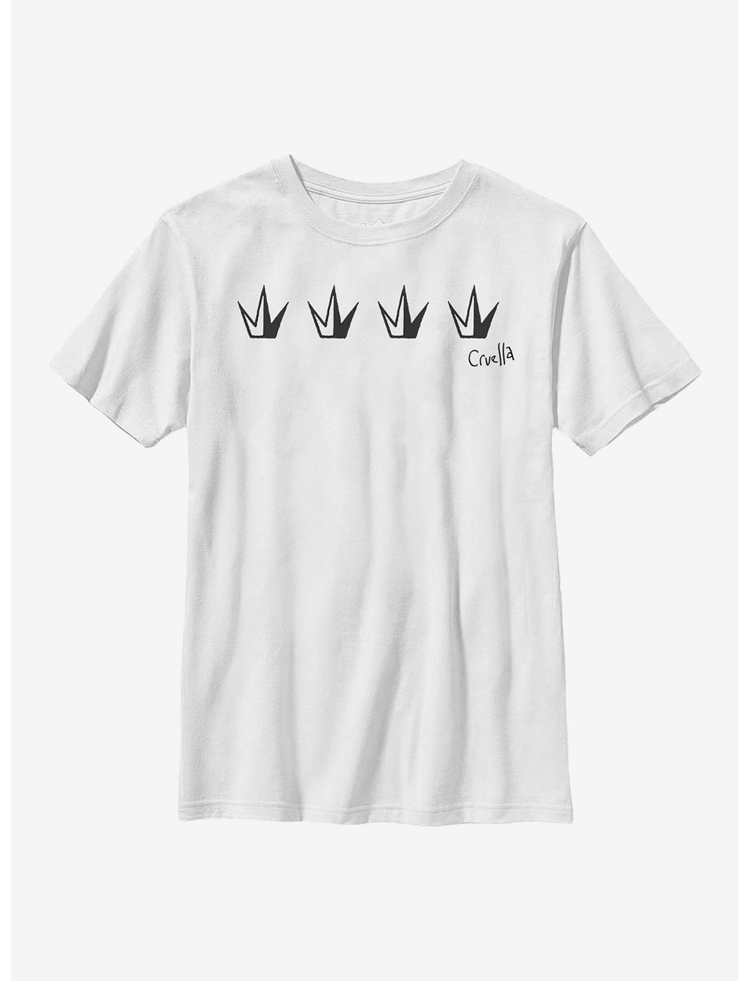 Disney Cruella Crowns Youth T-Shirt, WHITE, hi-res