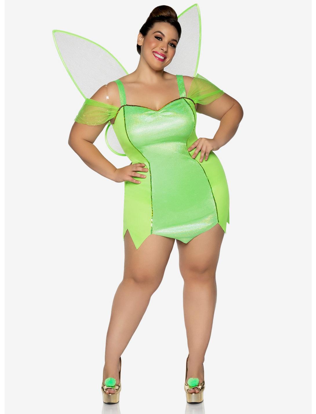 4 Piece Pretty Pixie Costume Plus Size, GREEN, hi-res