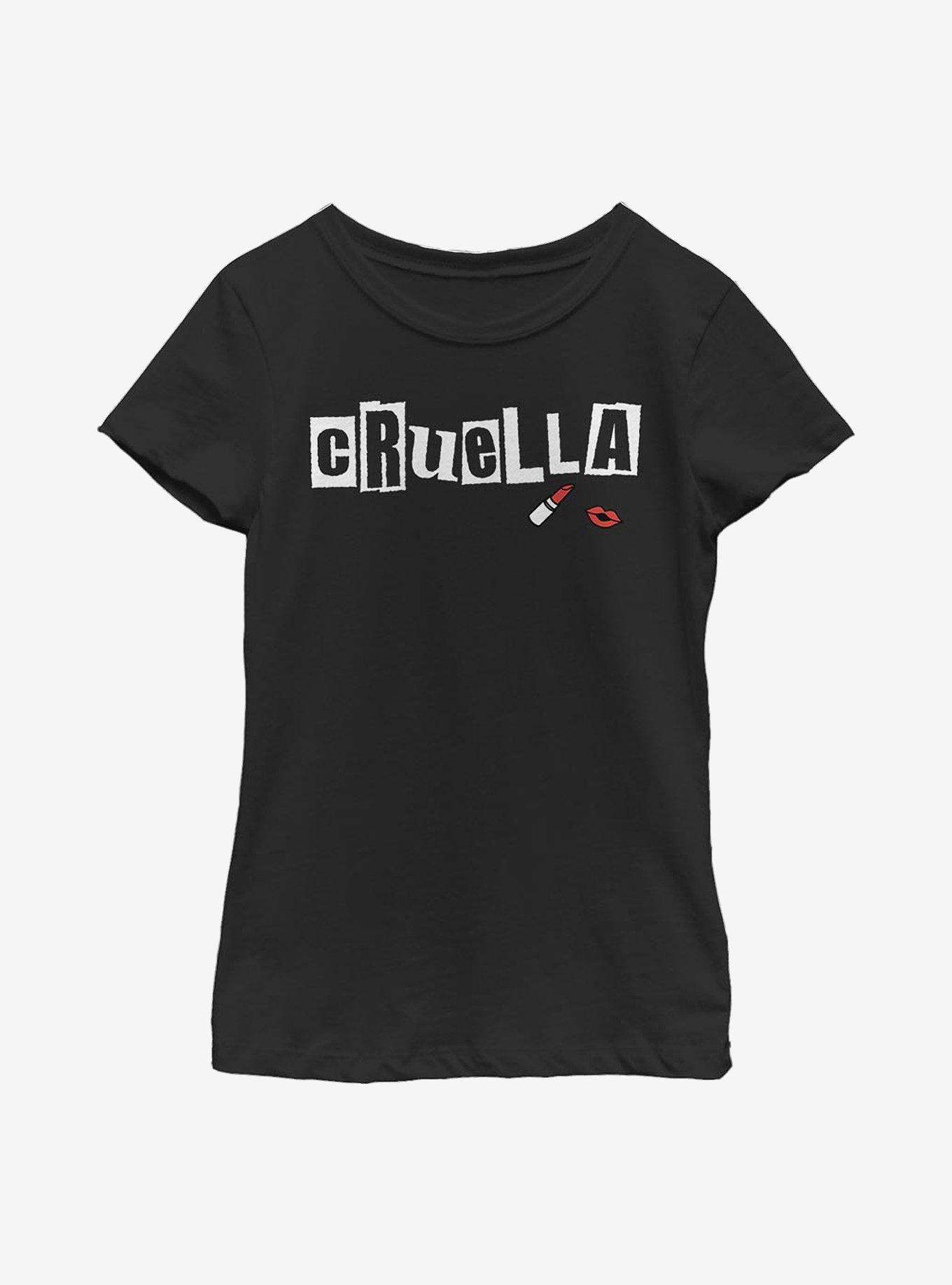 Disney Cruella Name Youth Girls T-Shirt, BLACK, hi-res