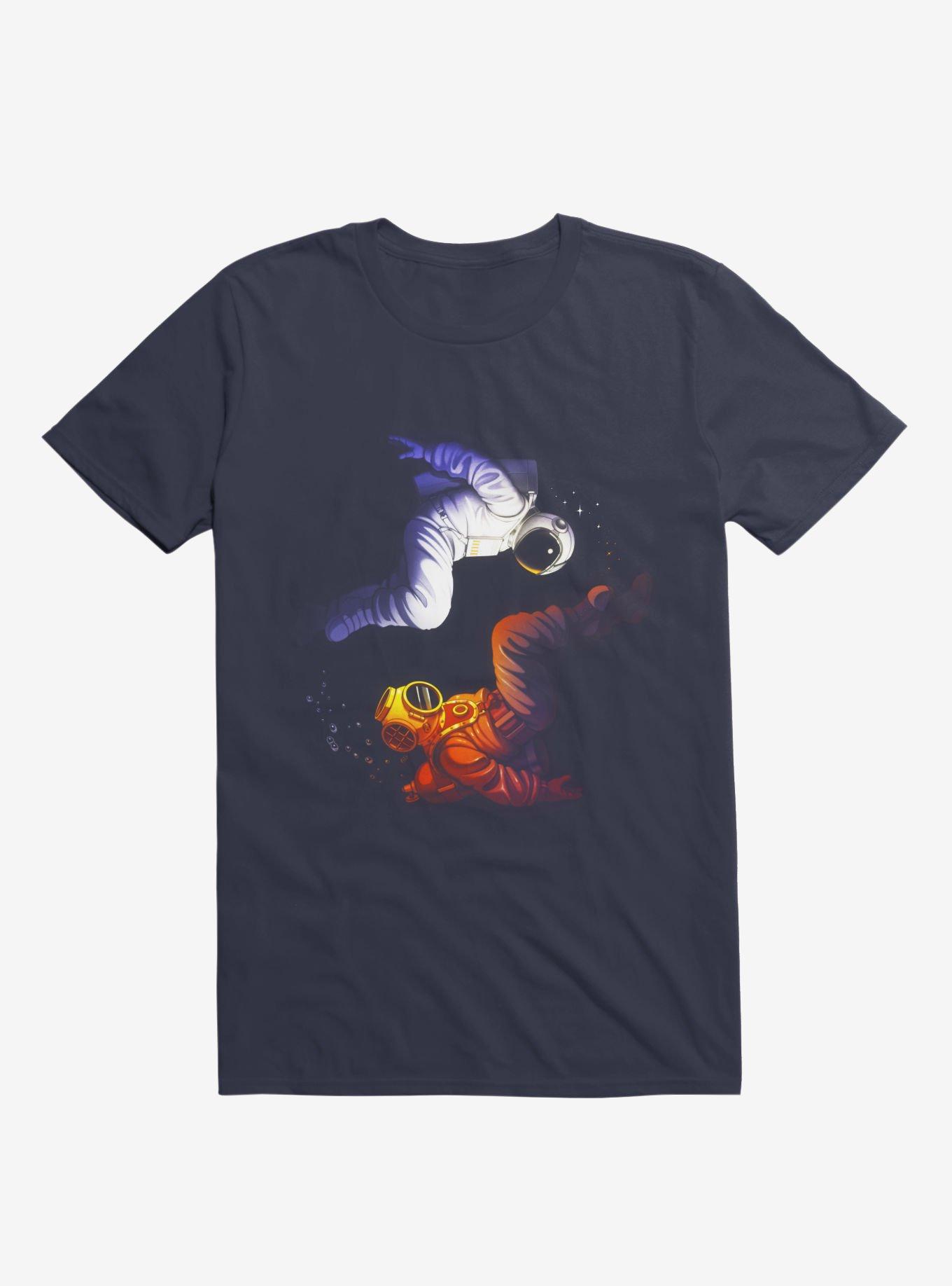 Yin Yang Astronaut Scuba Navy Blue T-Shirt, NAVY, hi-res