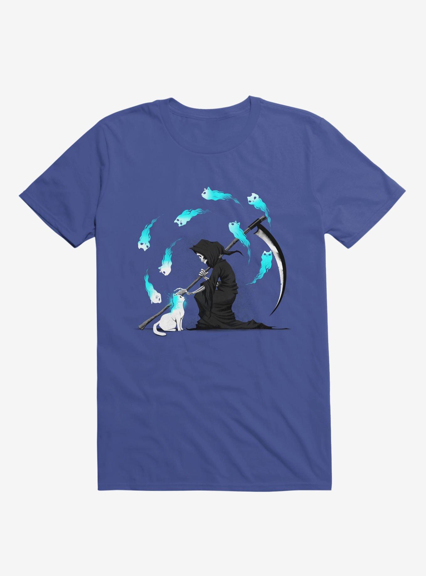 Recharging Death Cat 9 Lives Royal Blue T-Shirt, , hi-res