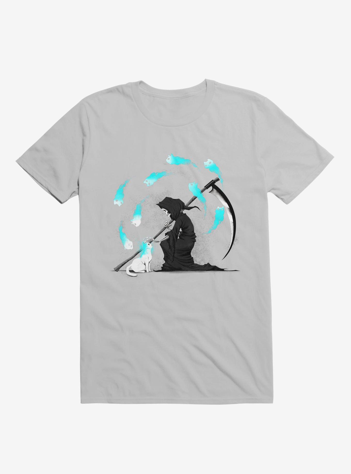 Recharging Death Cat 9 Lives T-Shirt, ICE GREY, hi-res