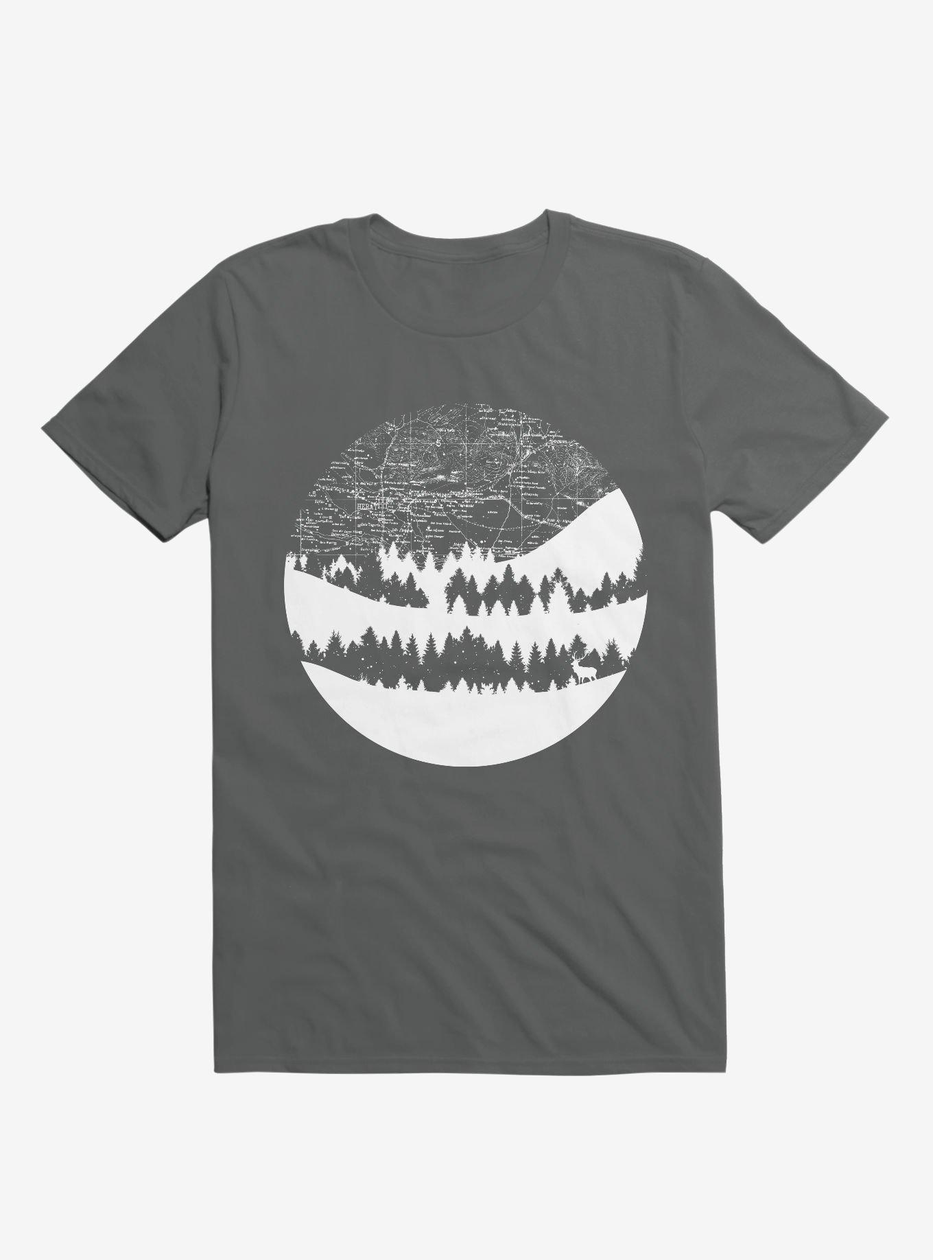 Maps Silhouette Circle T-Shirt, CHARCOAL, hi-res