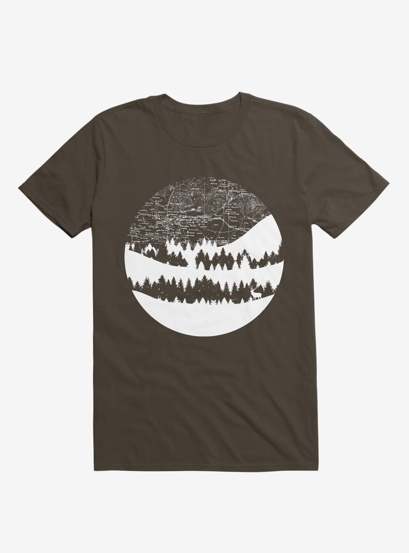 Maps Silhouette Circle T-Shirt, BROWN, hi-res