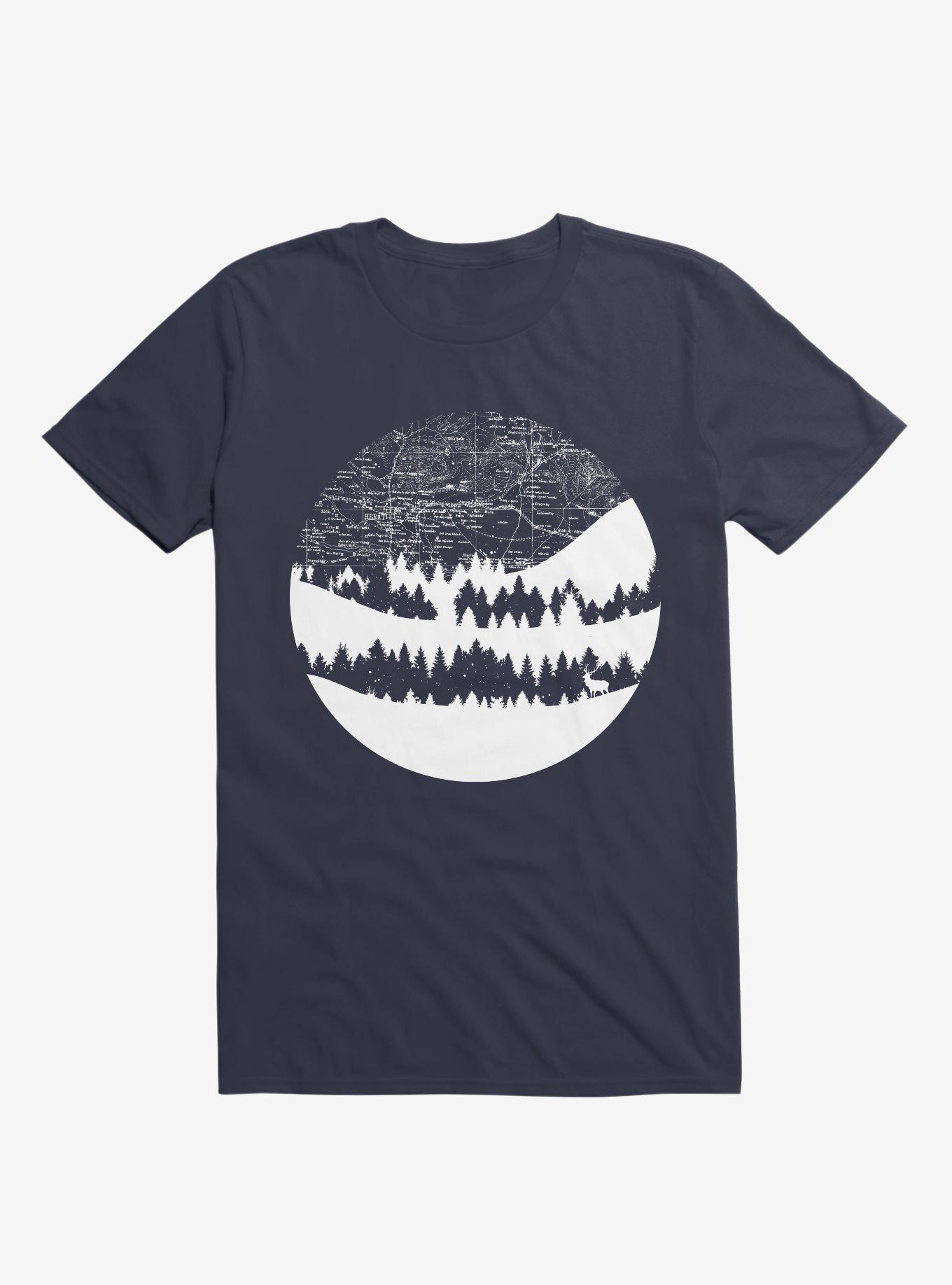 Maps Silhouette Circle T-Shirt, NAVY, hi-res