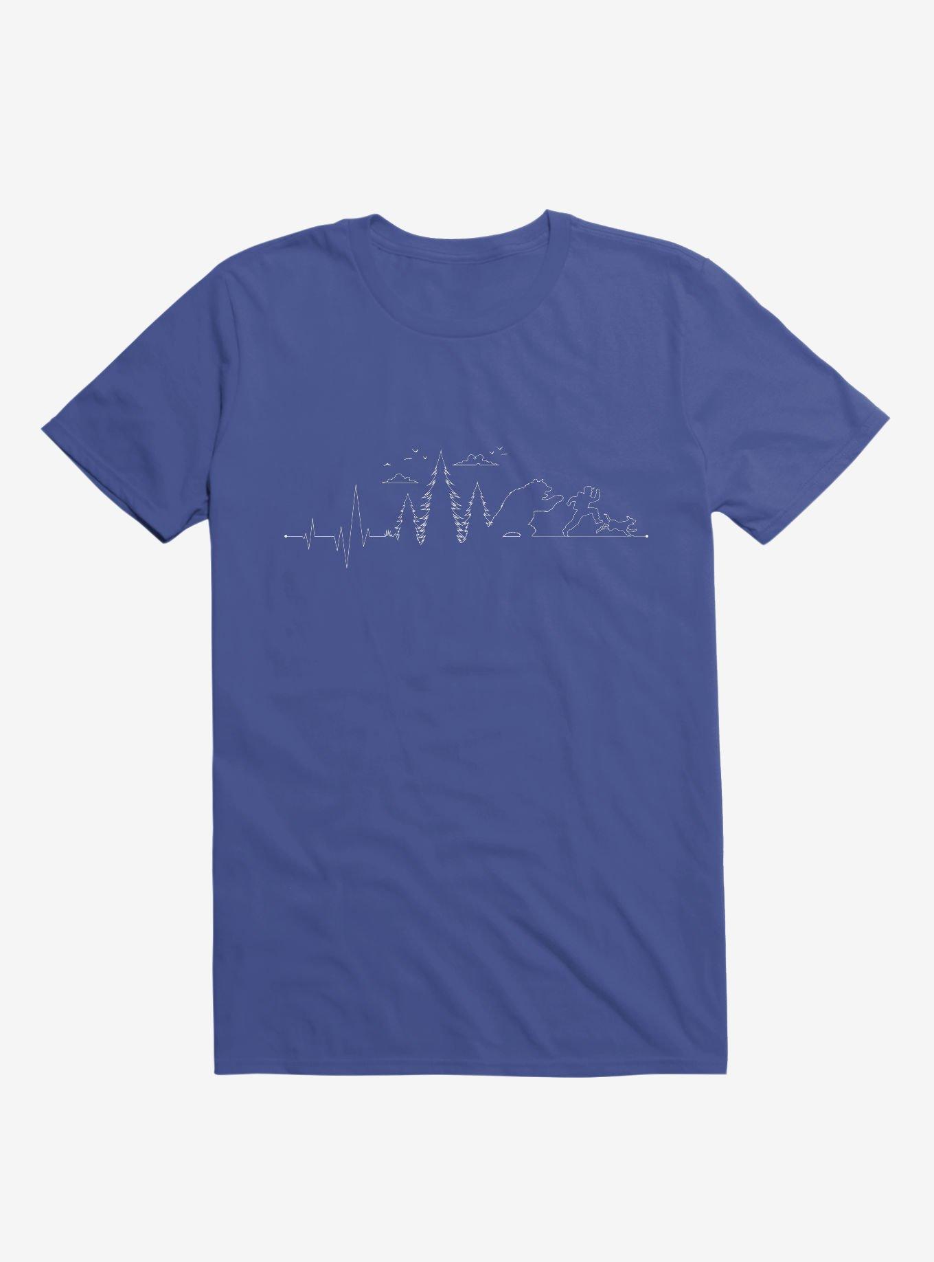 Hiking Heartbeat Running From a Bear Dog T-Shirt, ROYAL, hi-res