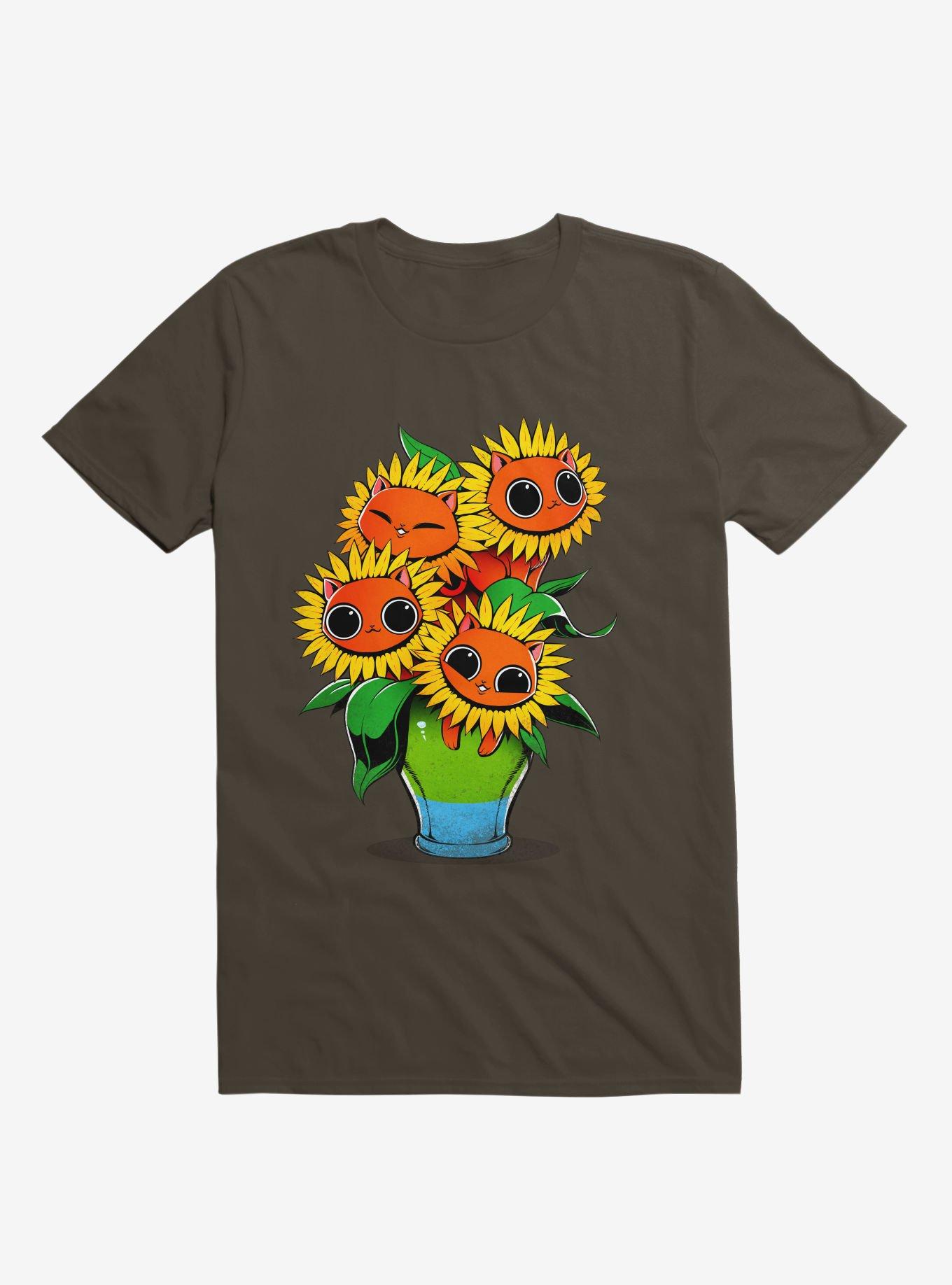 Sunflower Cat T-Shirt, BROWN, hi-res