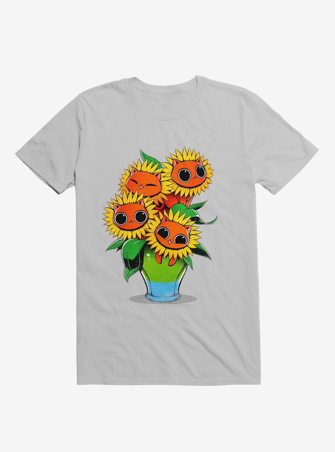 Sunflower Cat T-Shirt, ICE GREY, hi-res