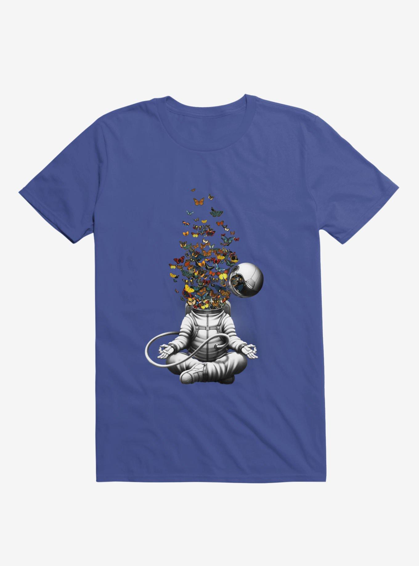 Meditation Butterfly Collage T-Shirt, ROYAL, hi-res