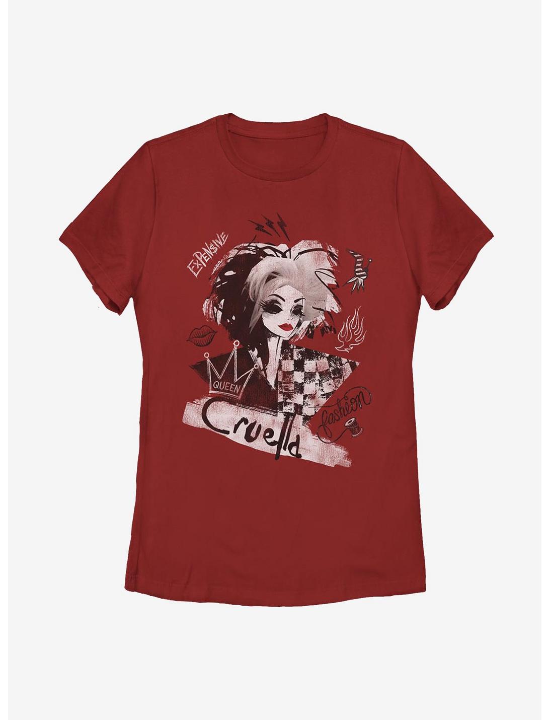Disney Cruella Artsy Womens T-Shirt, RED, hi-res