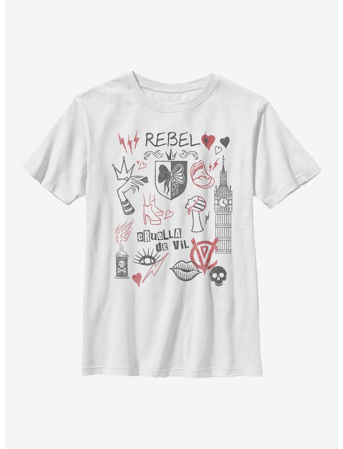 Disney Cruella Rebel Queen Youth T-Shirt, WHITE, hi-res