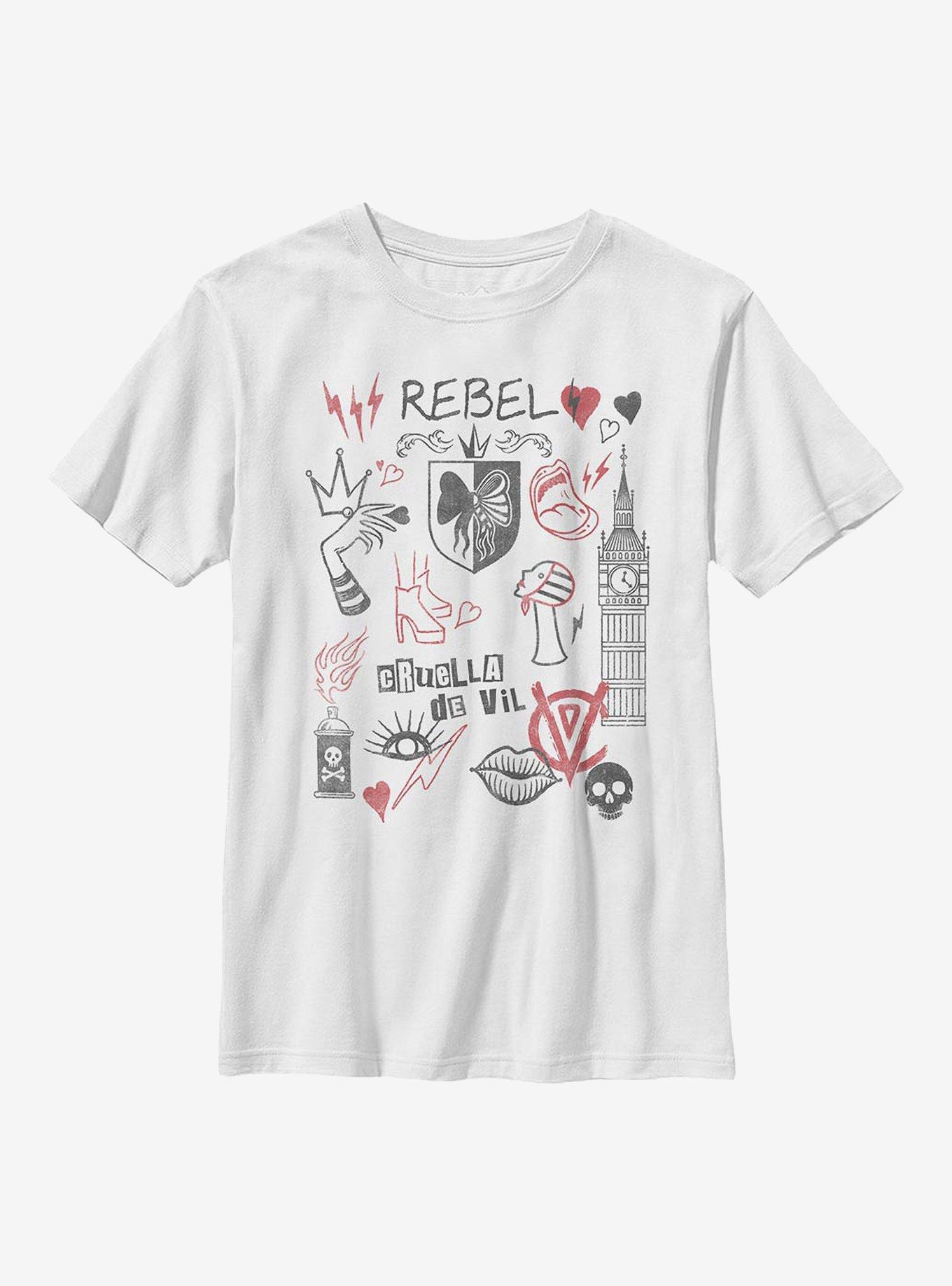 Disney Cruella Rebel Queen Youth T-Shirt, WHITE, hi-res