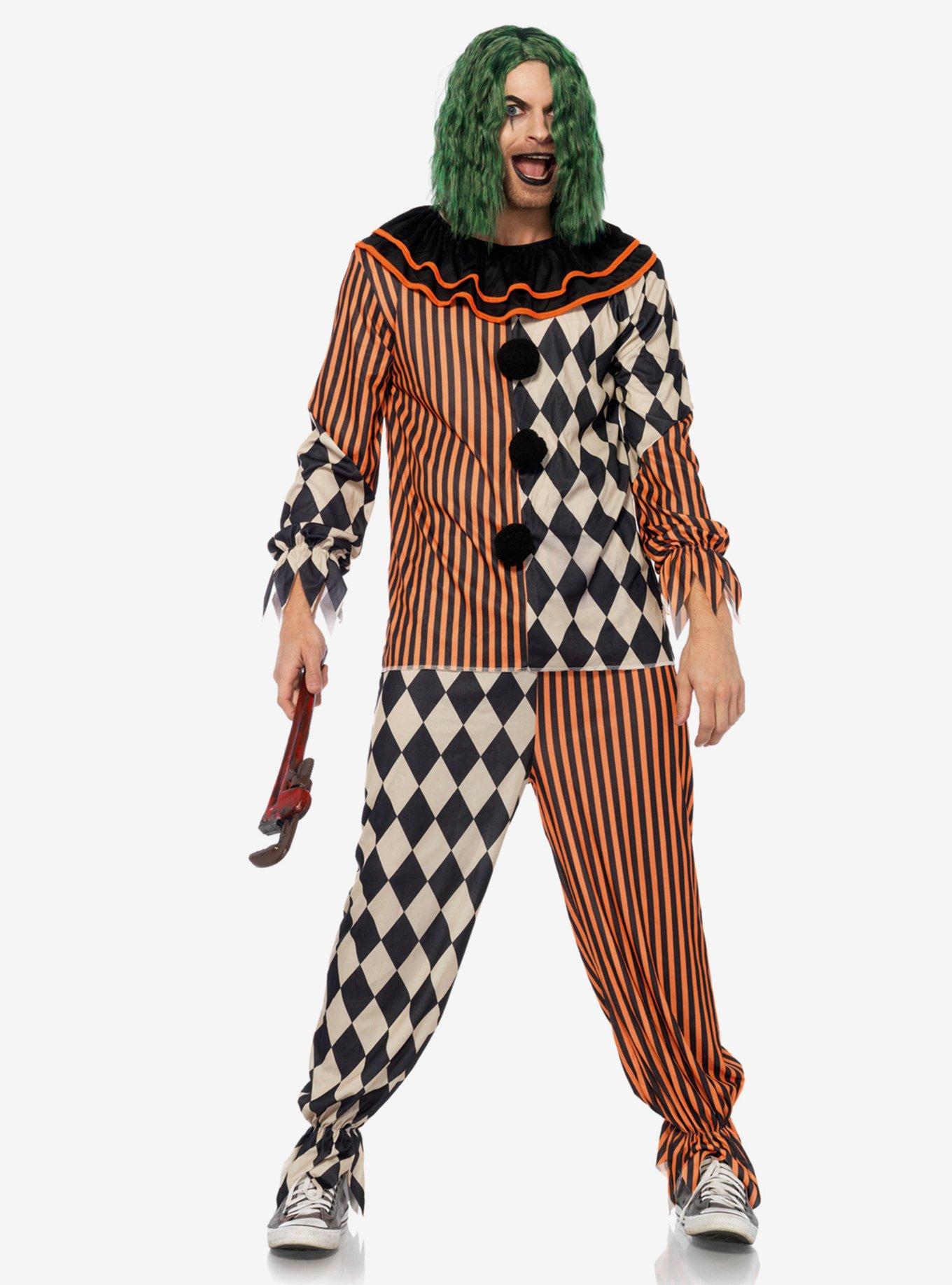 2 Piece Creepy Circus Clown Costume, MULTICOLOR, hi-res