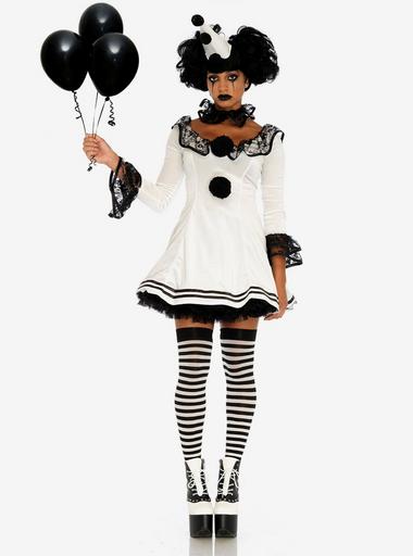 blue dress for baby girl Pierrot Costume Sexy Womens Halloween Costume Classic Clown
