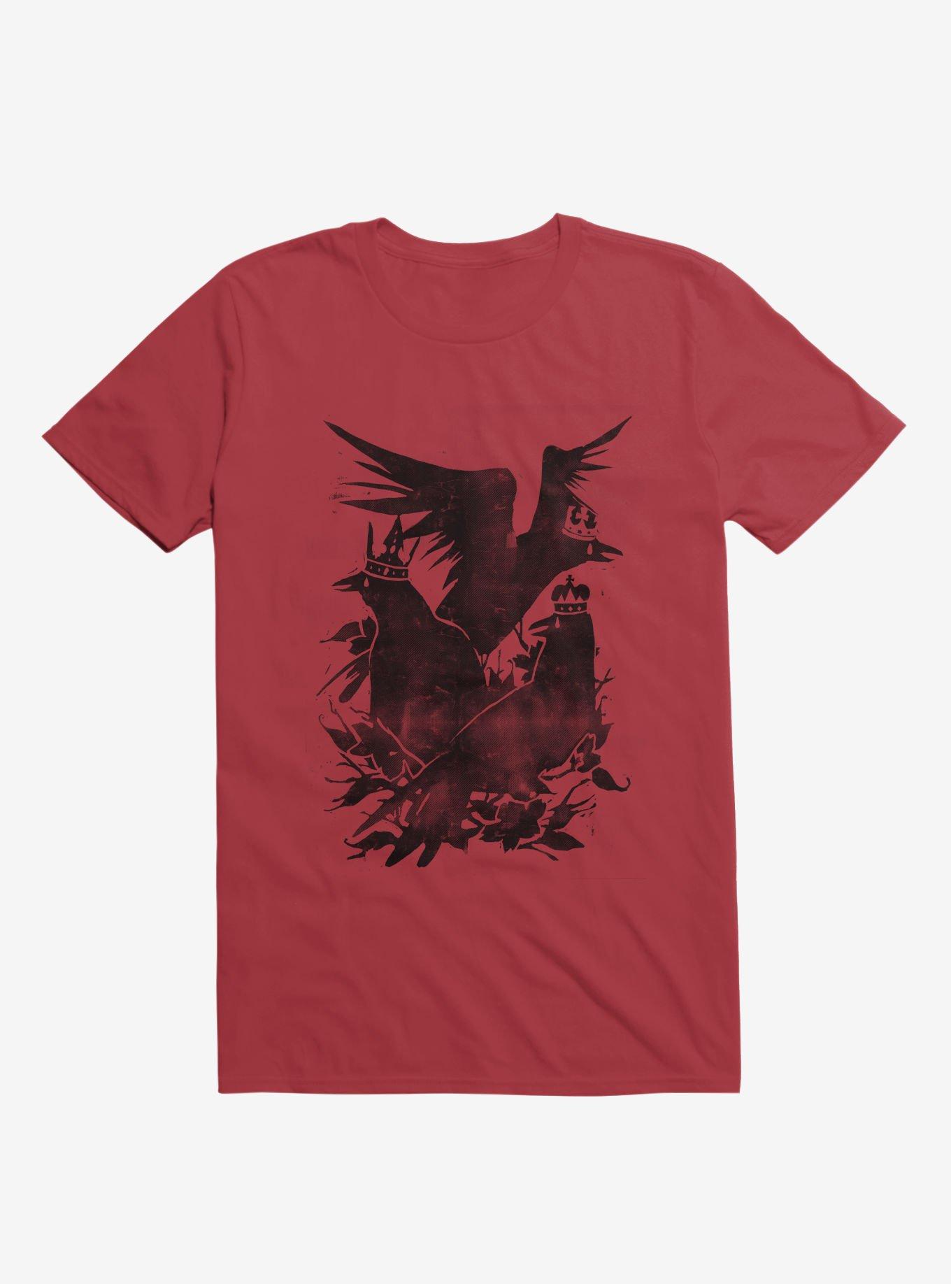 Crowned Crows Red T-Shirt, RED, hi-res