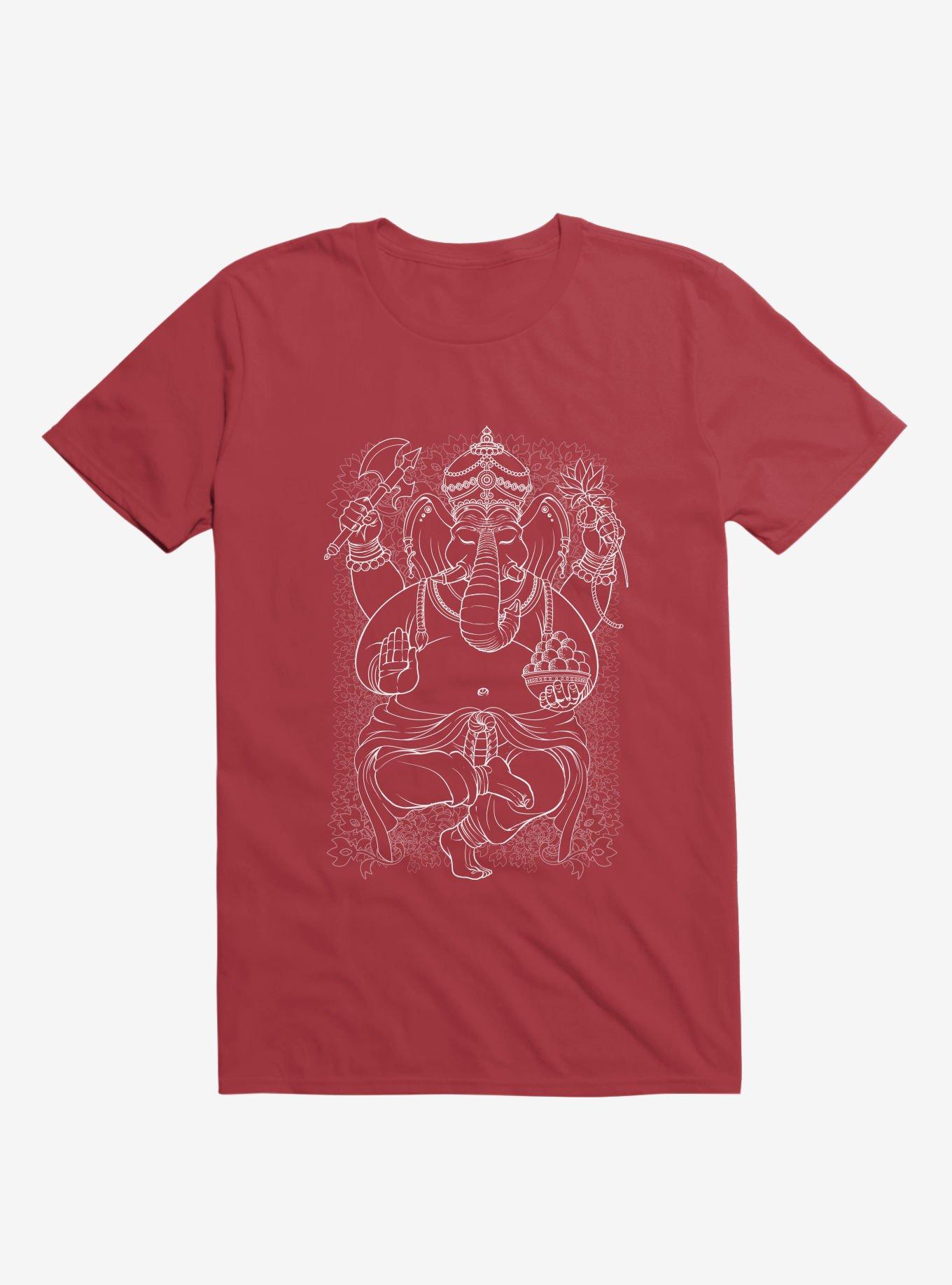 Ganesh T-Shirt, RED, hi-res