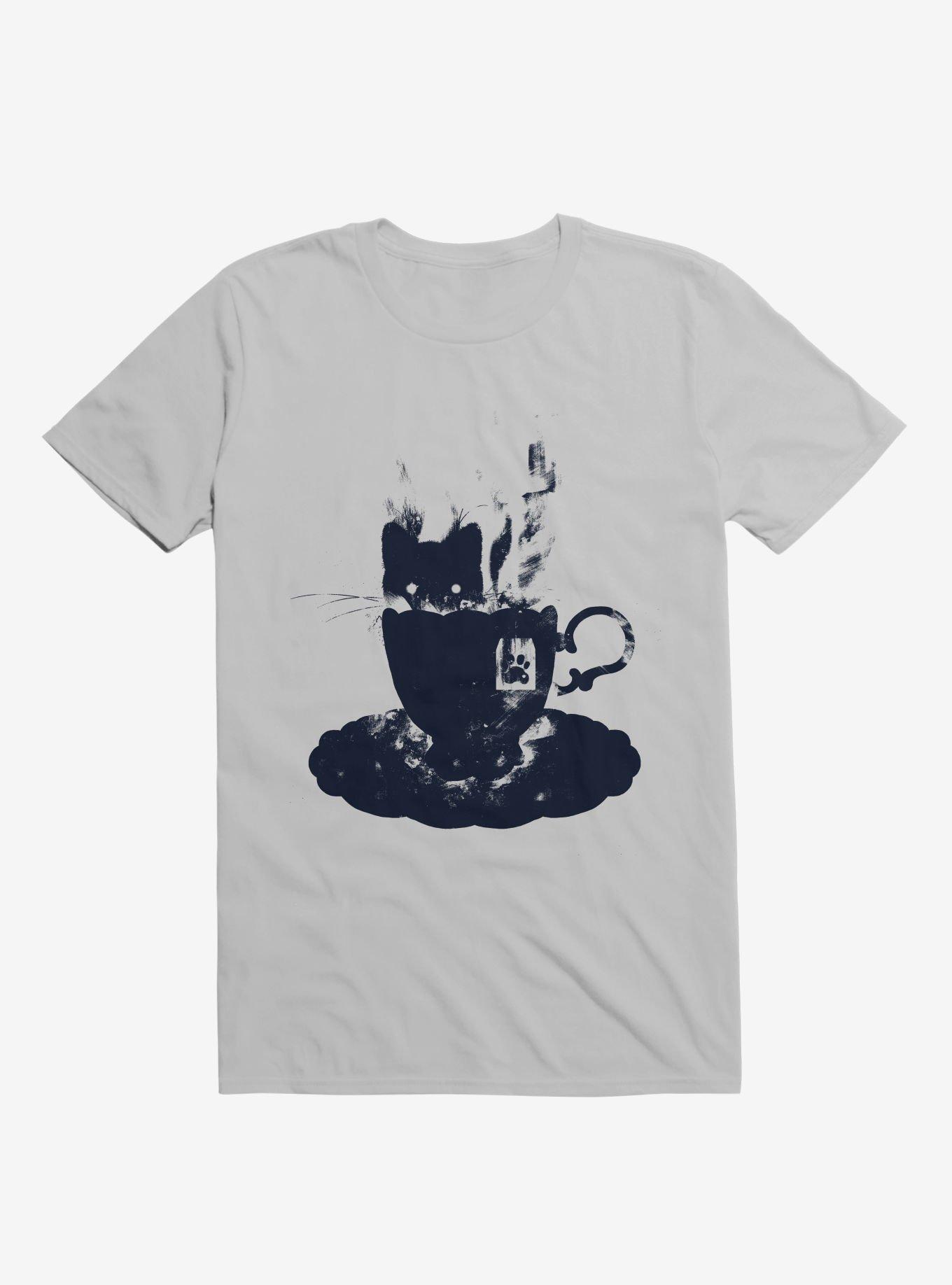 Having Tea With My Lovely Cat T-Shirt, ICE GREY, hi-res