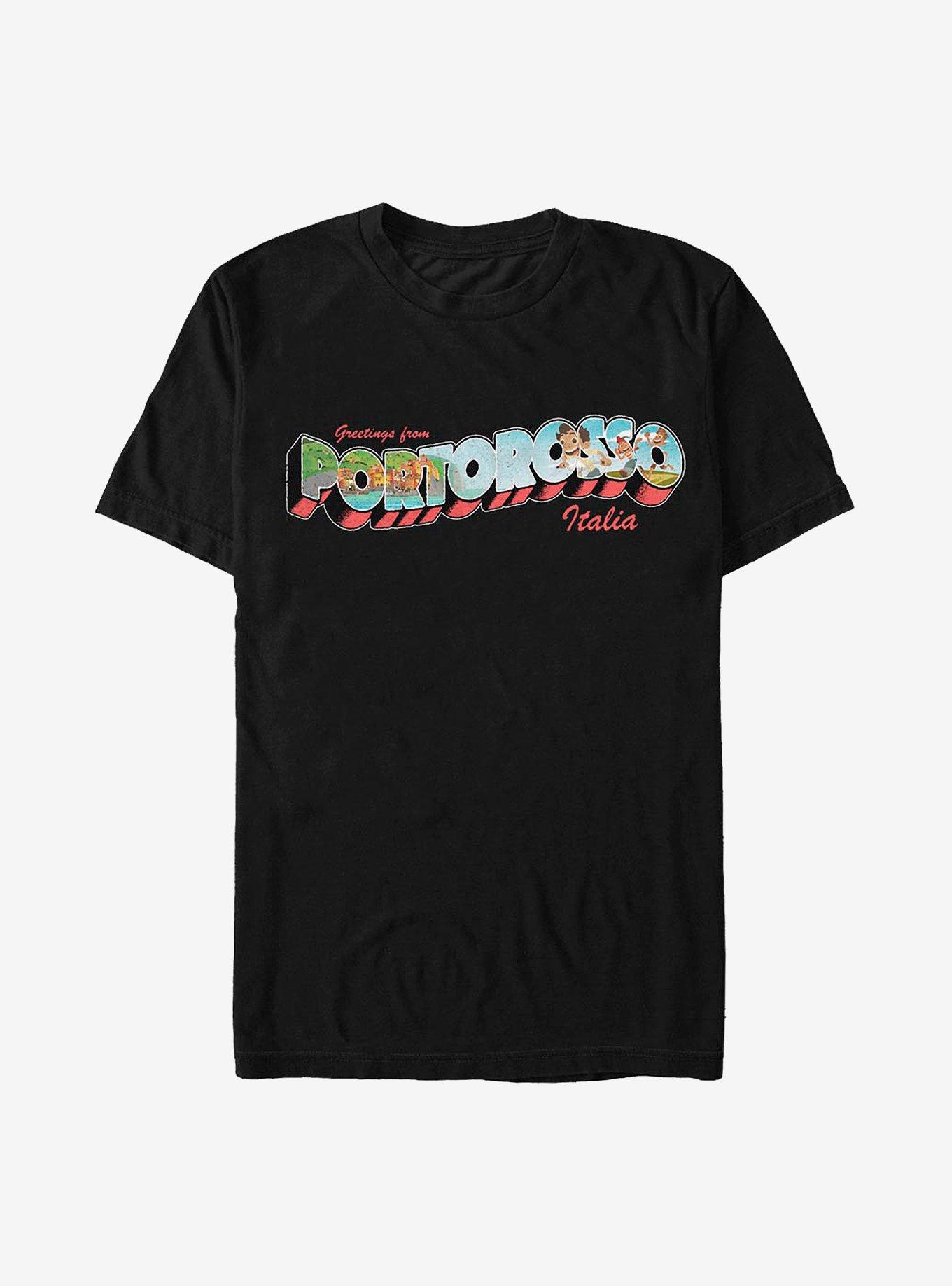 Disney Pixar Luca Greetings From Portorosso Italia From T-Shirt, BLACK, hi-res