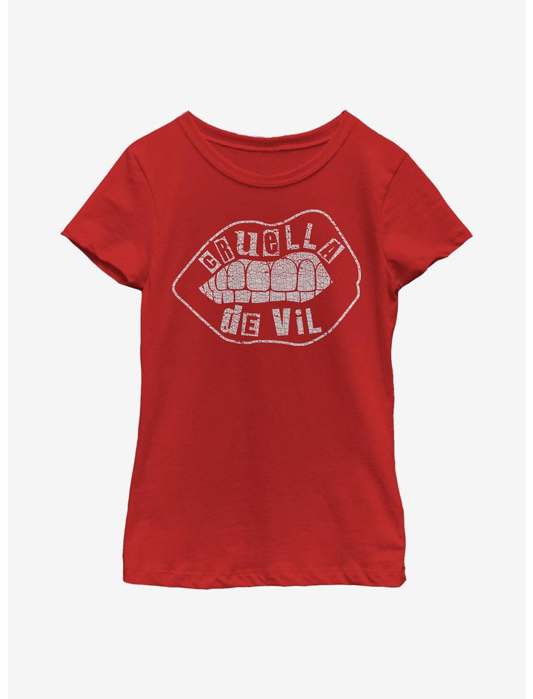 Disney Cruella De Vil Lip Design Youth Girls T-Shirt, RED, hi-res