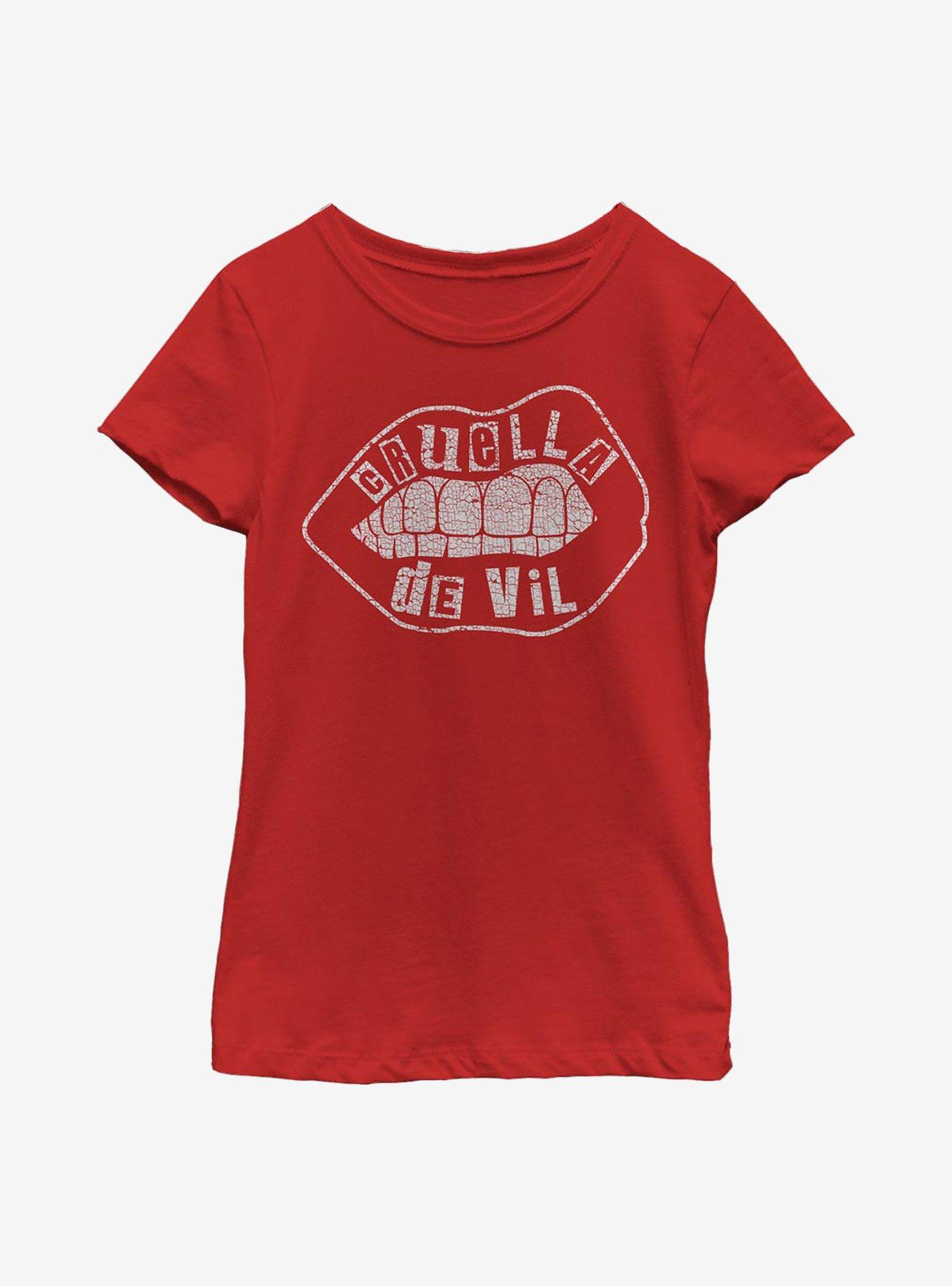 Disney Cruella De Vil Lip Design Youth Girls T-Shirt, RED, hi-res