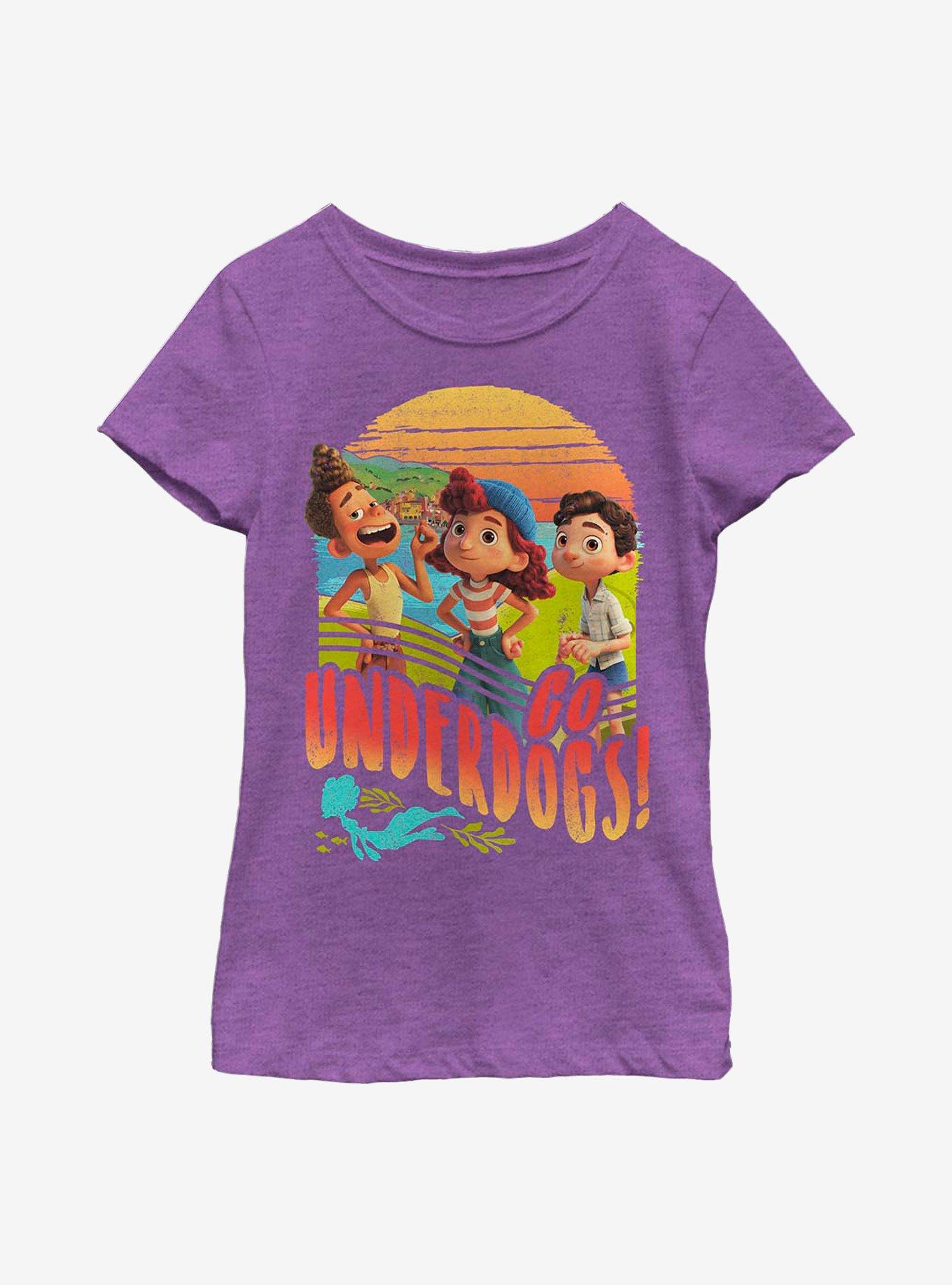 Disney Pixar Luca Go Underdogs! Youth Girls T-Shirt - PURPLE | BoxLunch