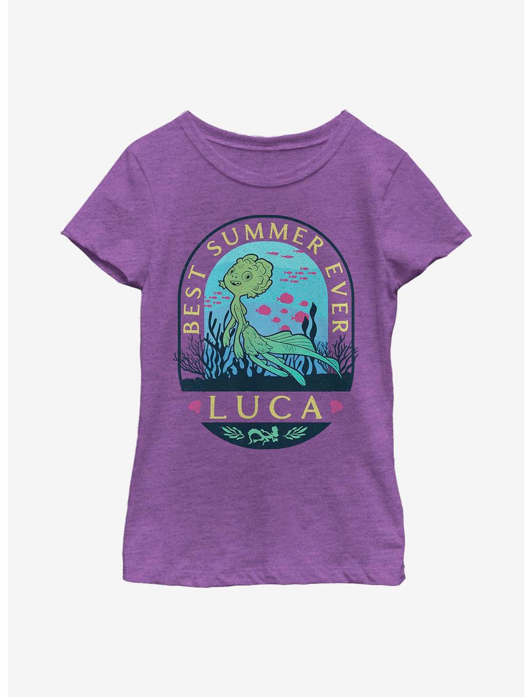 Disney Pixar Luca Best Summer Ever Stamp Youth Girls T-Shirt, PURPLE BERRY, hi-res