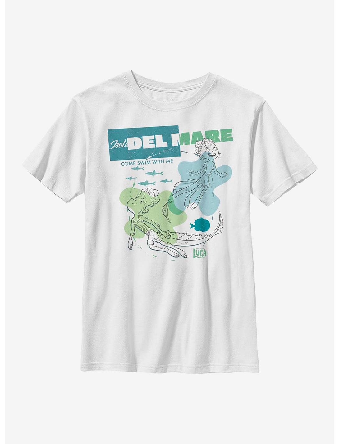 Disney Pixar Luca Come Swim With Me Youth T-Shirt, WHITE, hi-res
