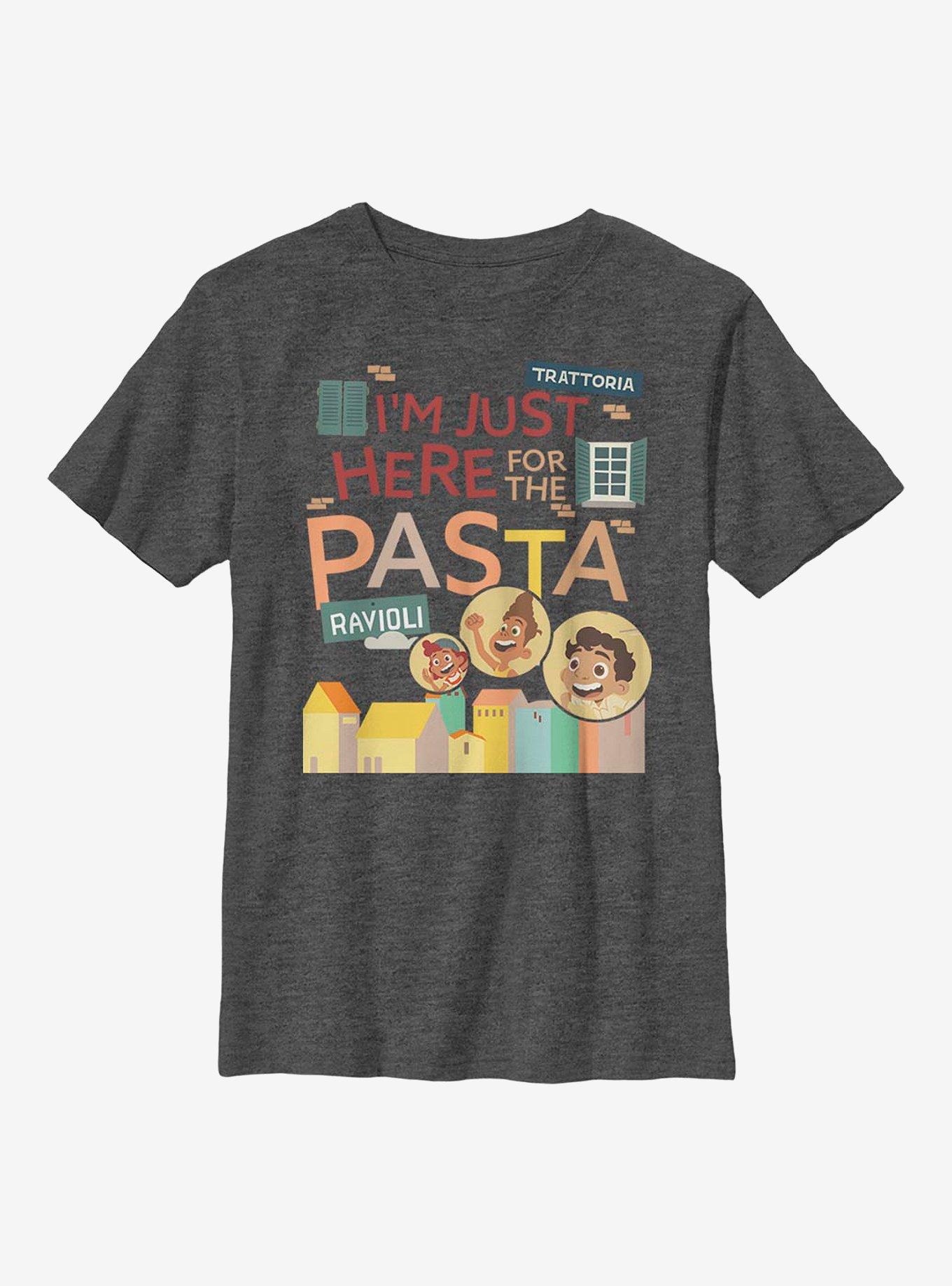Disney Pixar Luca I'm Just Here For The Pasta Youth T-Shirt, CHAR HTR, hi-res