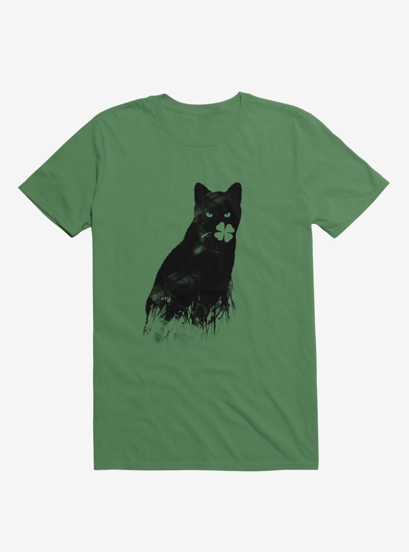 Ambivalence Cat & Clover Kelly Green T-Shirt, , hi-res