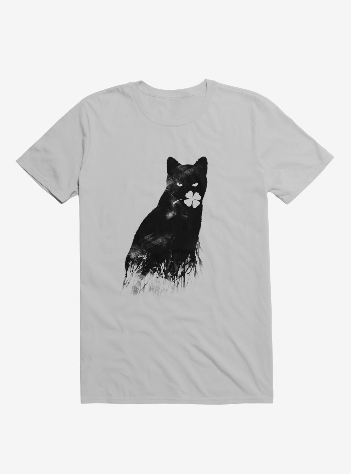 Ambivalence Cat & Clover Ice Grey T-Shirt, , hi-res