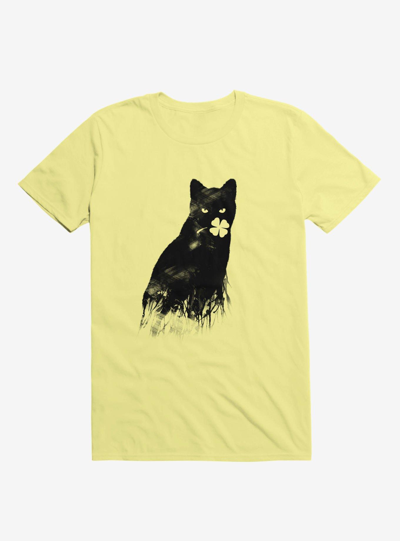 Ambivalence Cat & Clover Corn Silk Yellow T-Shirt, , hi-res