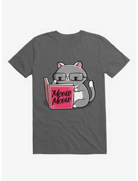 Books For Cats Meow Meow Book Charcoal Grey T-Shirt, , hi-res