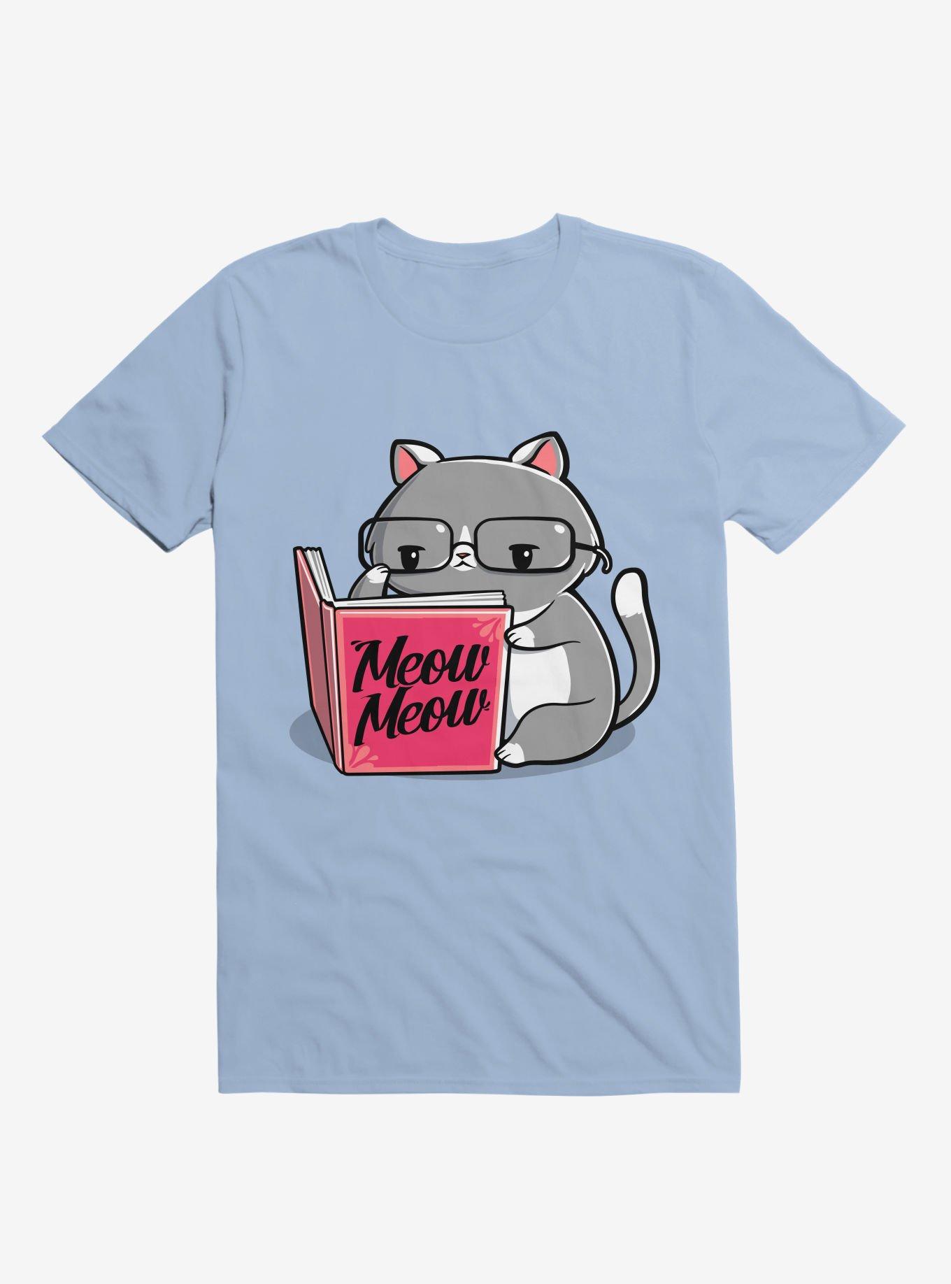 Books For Cats Meow Meow Book Light Blue T-Shirt, , hi-res