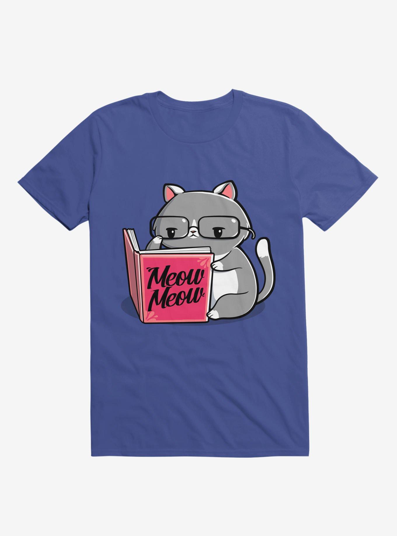 Books For Cats Meow Meow Book Royal Blue T-Shirt, , hi-res