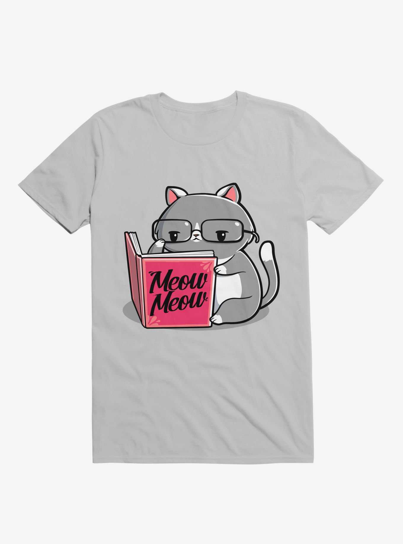 Books For Cats Meow Meow Book Ice Grey T-Shirt, , hi-res