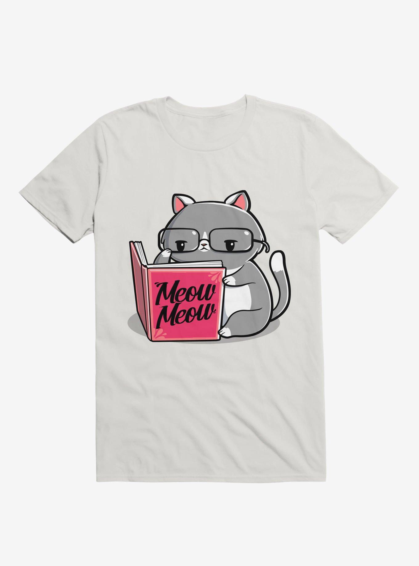 Books For Cats Meow Meow Book White T-Shirt, , hi-res