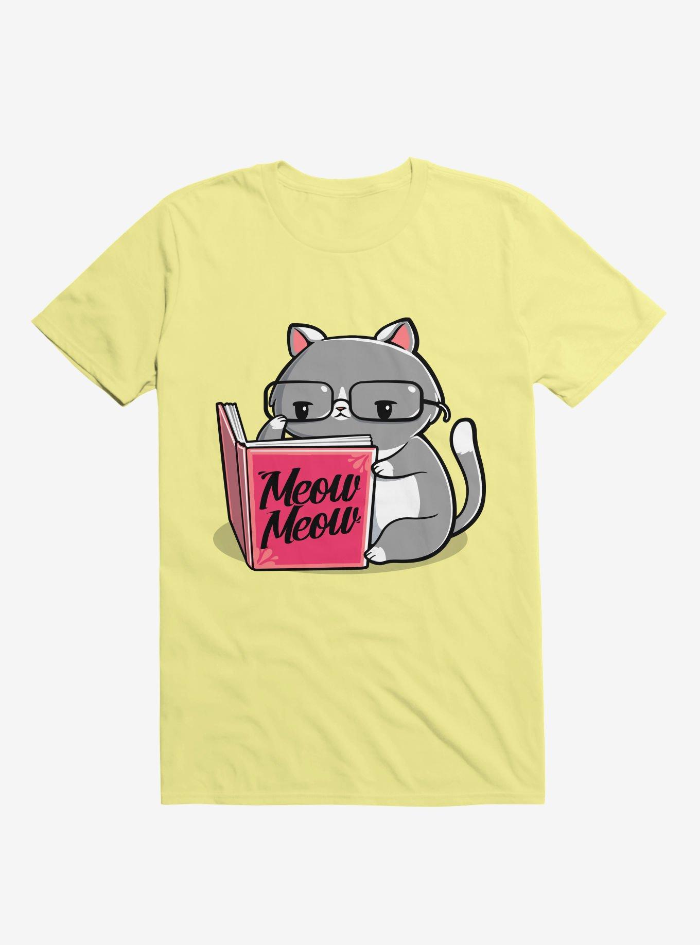 Books For Cats Meow Meow Book Corn Silk Yellow T-Shirt, , hi-res