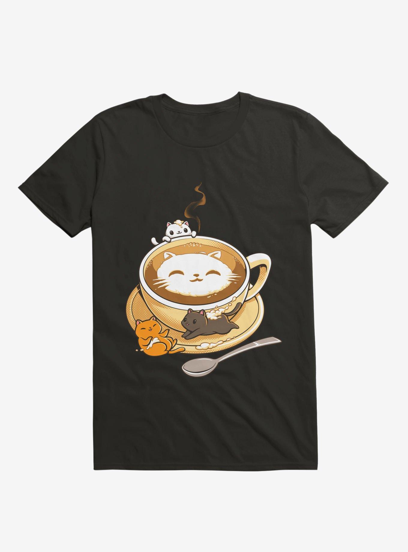 Latte Cat T-Shirt, BLACK, hi-res