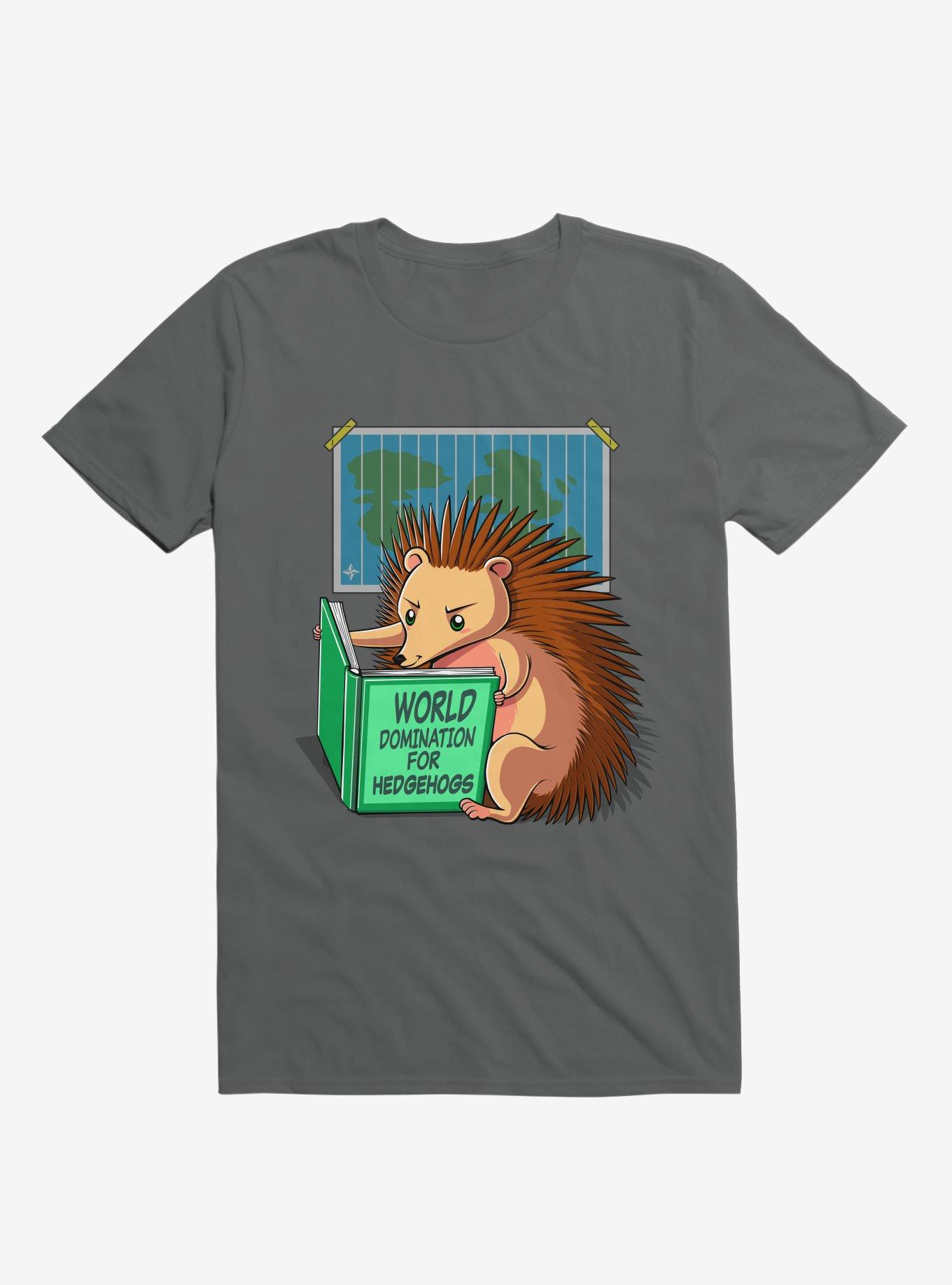 World Domination For Hedgehogs Charcoal Grey T-Shirt, CHARCOAL, hi-res
