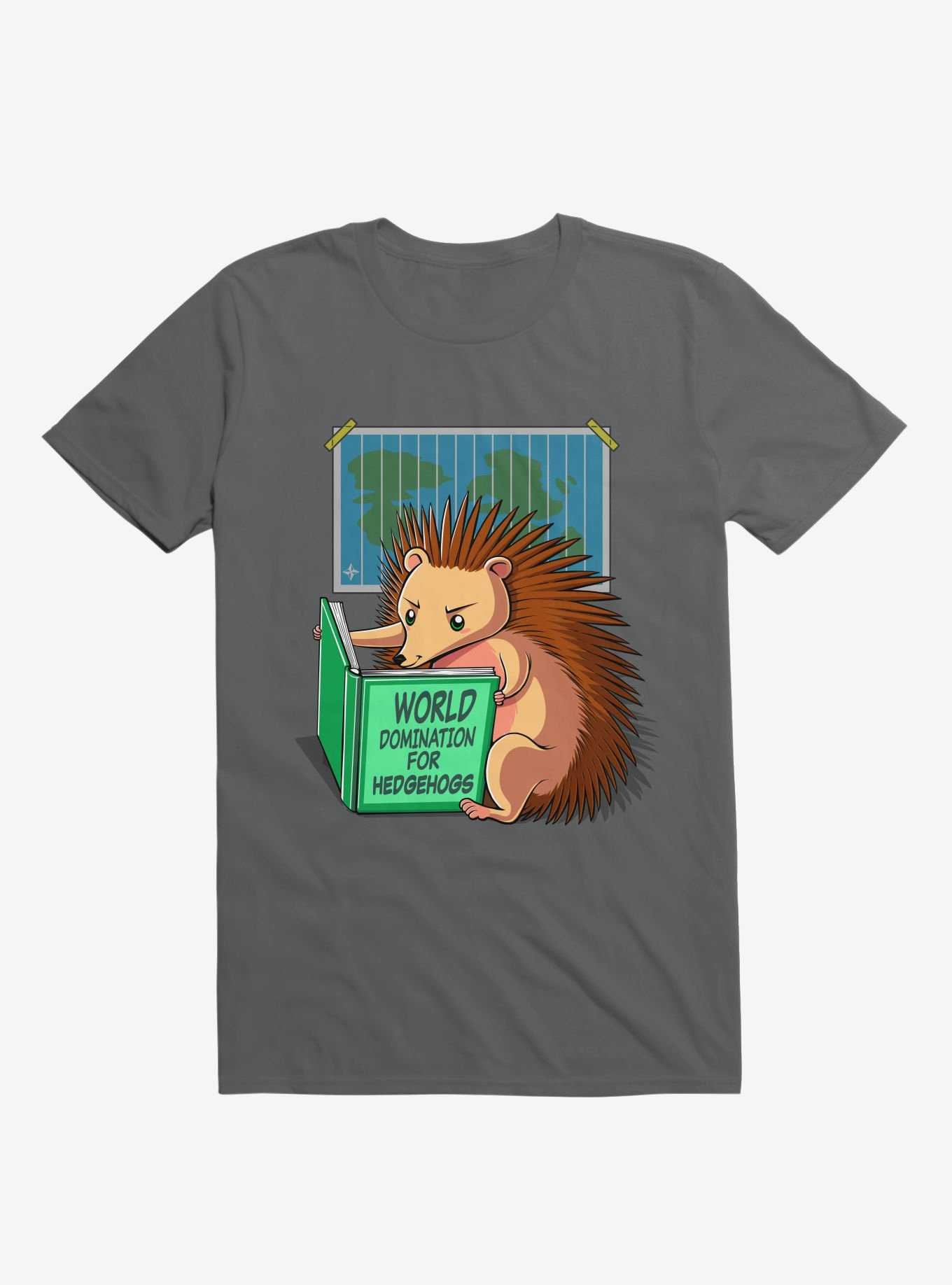 World Domination For Hedgehogs Charcoal Grey T-Shirt, , hi-res