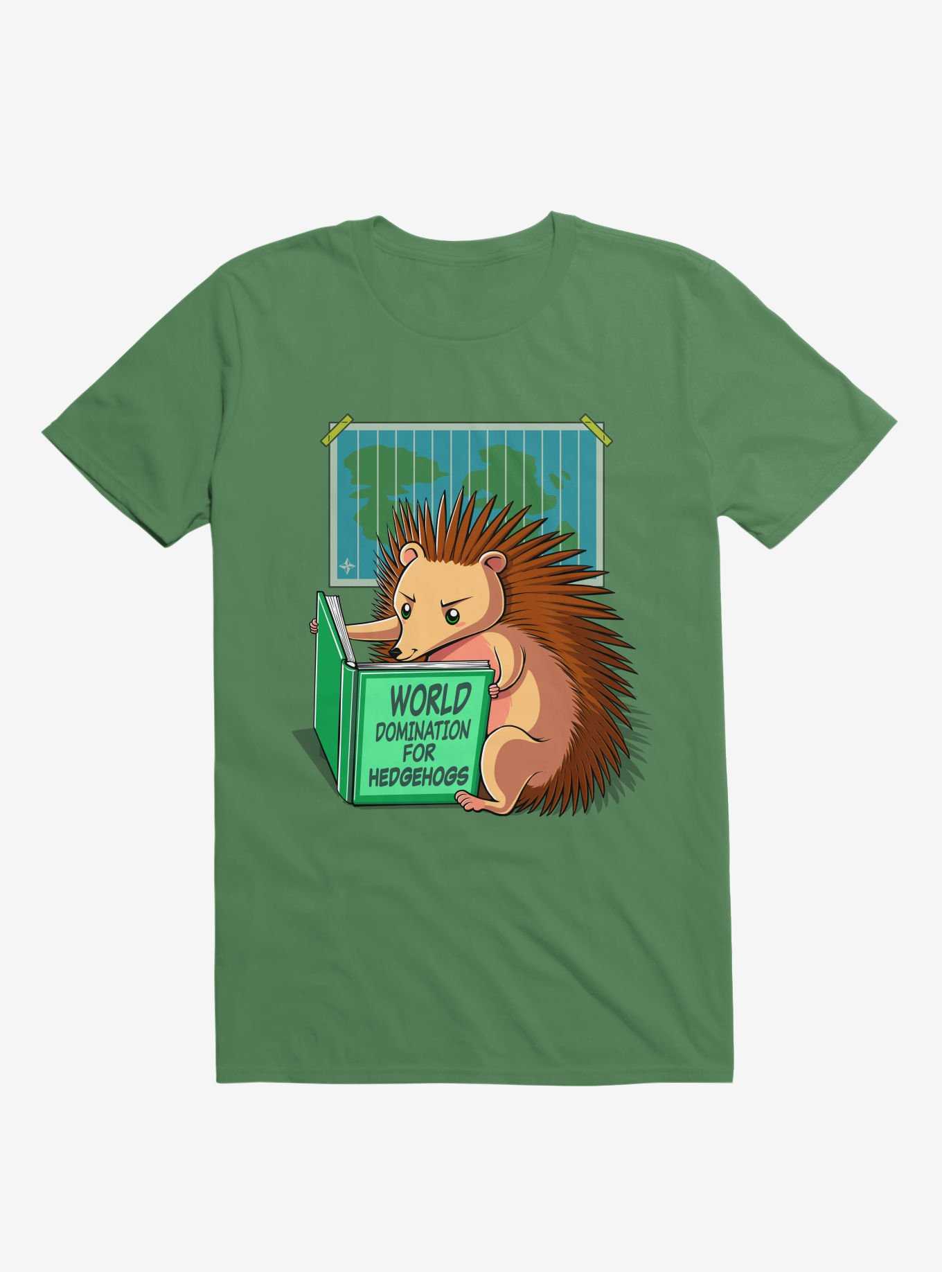 World Domination For Hedgehogs Kelly Green T-Shirt, , hi-res