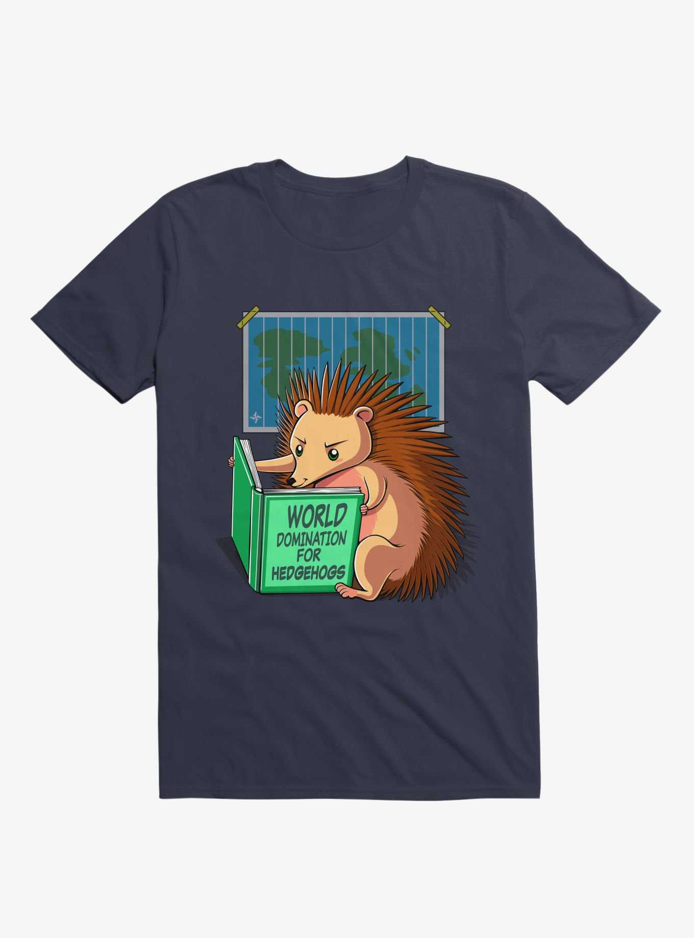 World Domination For Hedgehogs Navy Blue T-Shirt, , hi-res