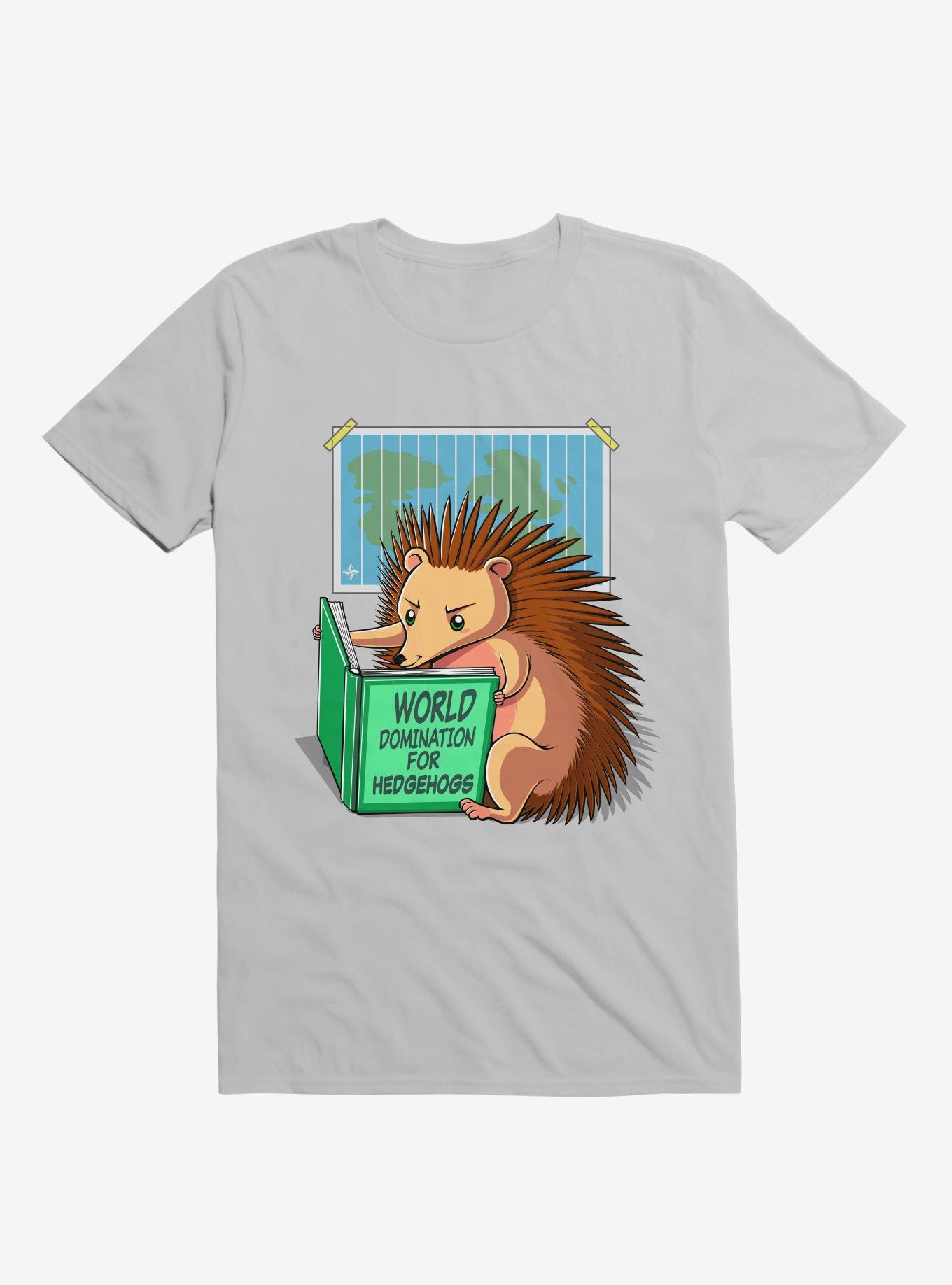 World Domination For Hedgehogs Ice Grey T-Shirt, ICE GREY, hi-res